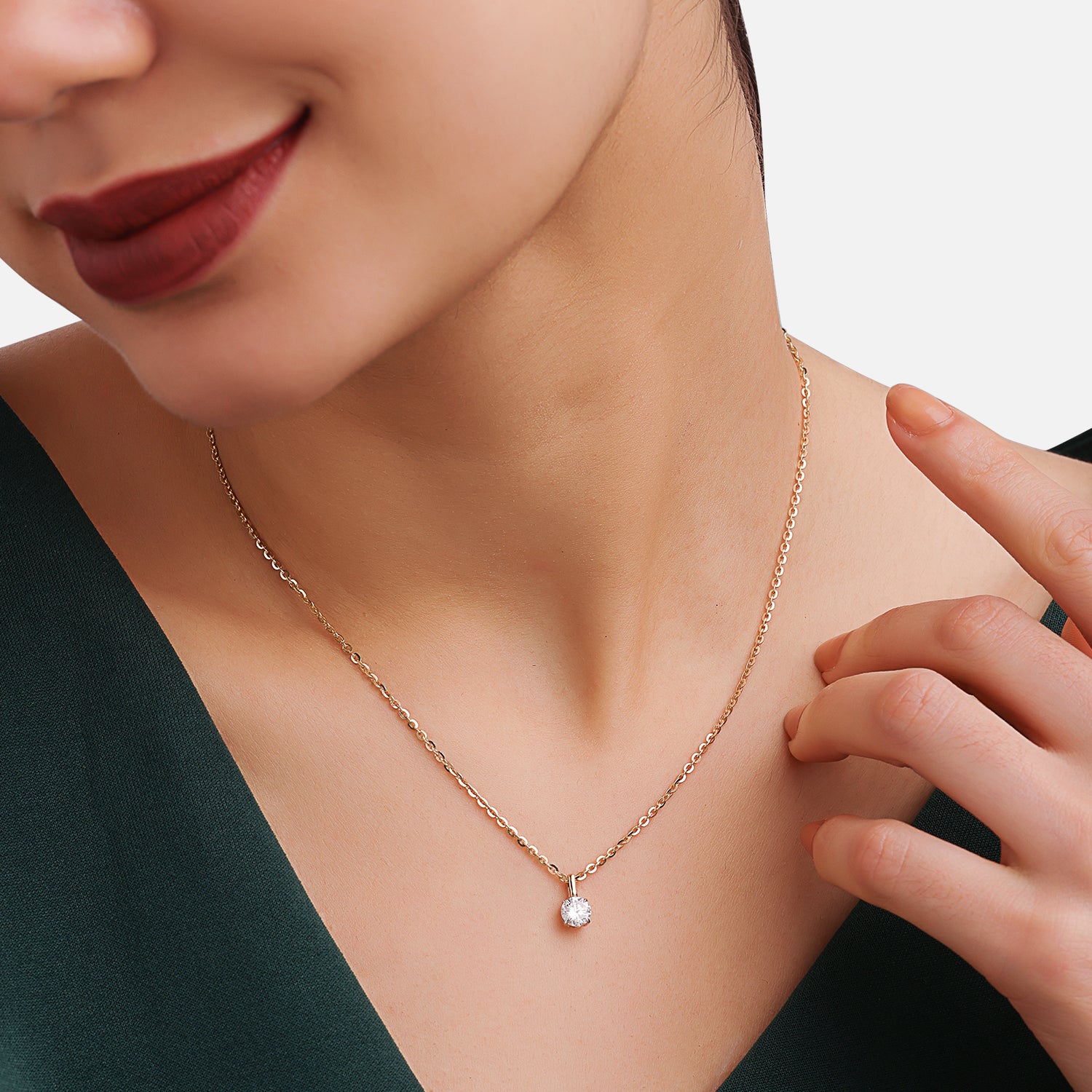 Lab Grown 0.59 Carat Round Brilliant Diamond Solitaire Pendant in 18 Karat Yellow Gold | SKU : 0005039326