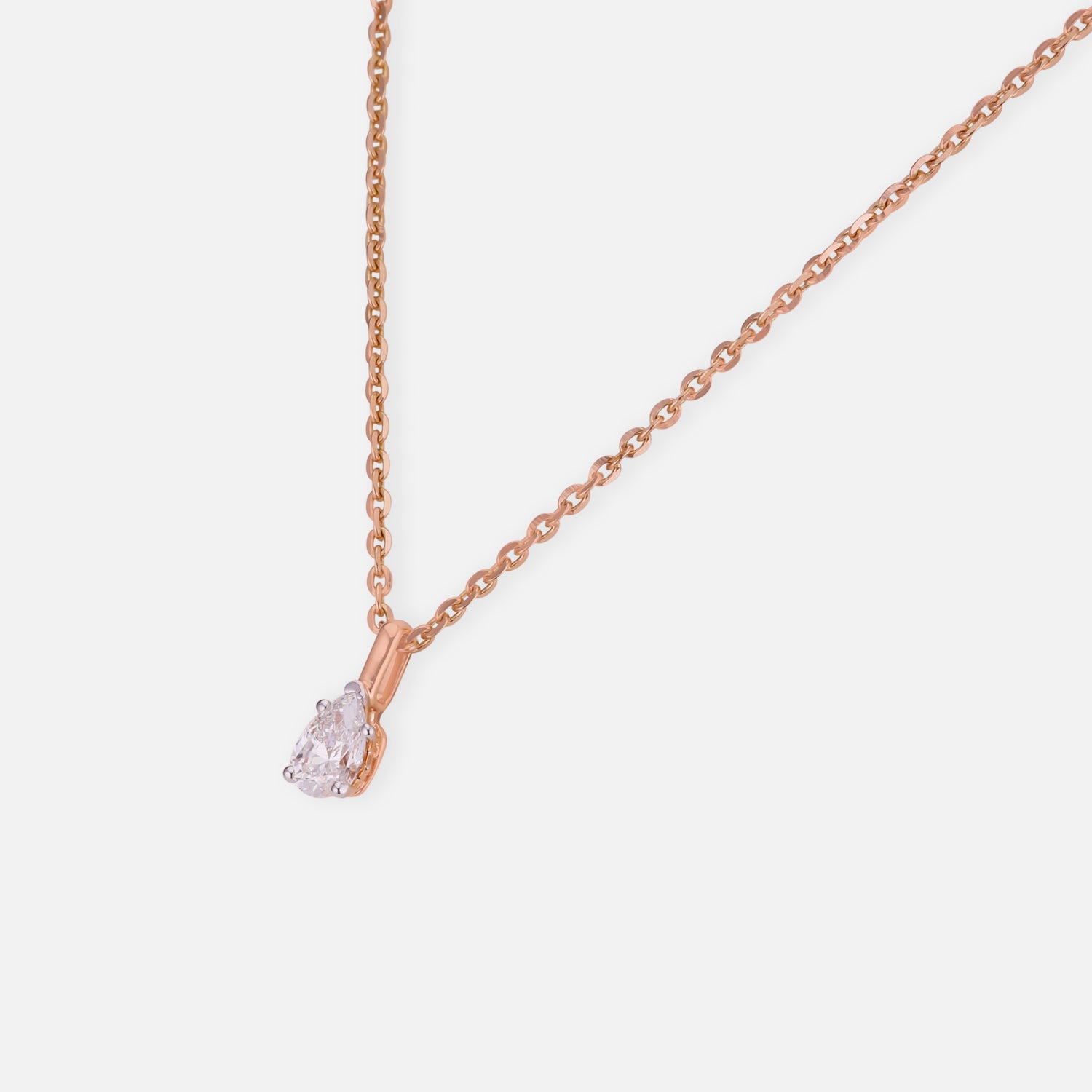 Lab Grown 0.51 Carat Pear Cut Diamond Solitaire Pendant in 18 Karat Rose Gold | SKU : 0005039333
