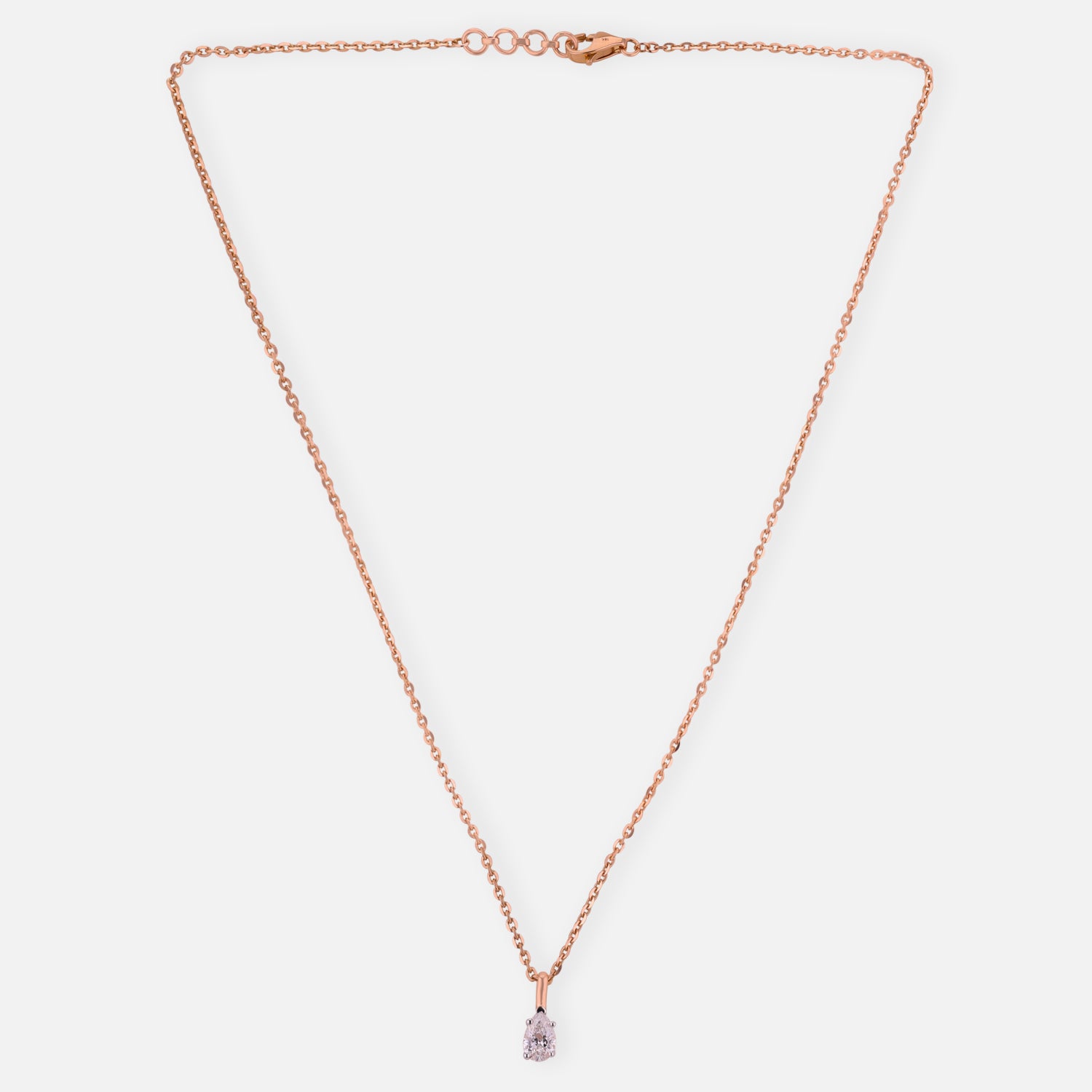 Lab Grown 0.51 Carat Pear Cut Diamond Solitaire Pendant in 18 Karat Rose Gold | SKU : 0005039333