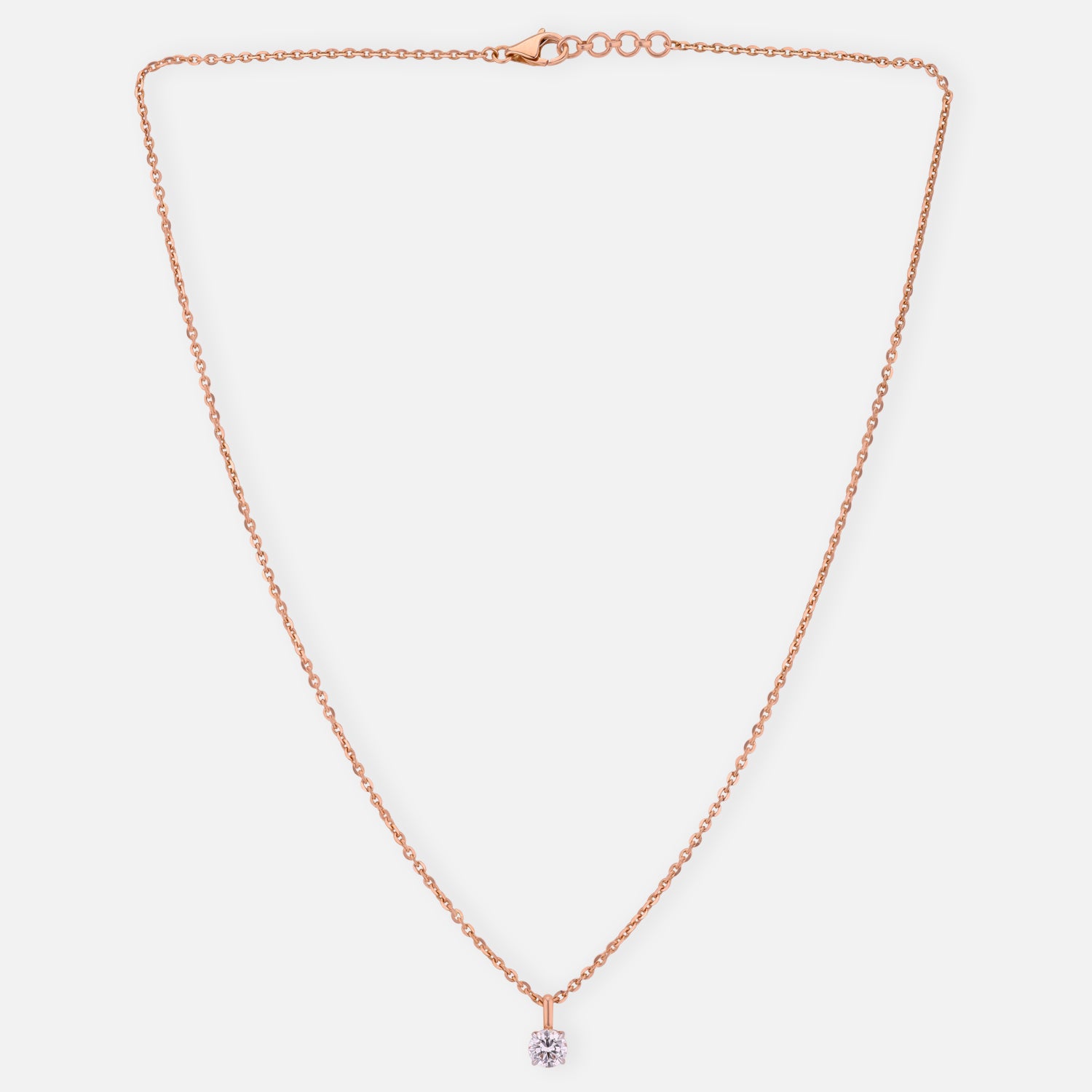 0.560 Carat Round Brilliant Diamond Solitaire Pendant in 18 Karat Rose Gold | SKU : 0005039340