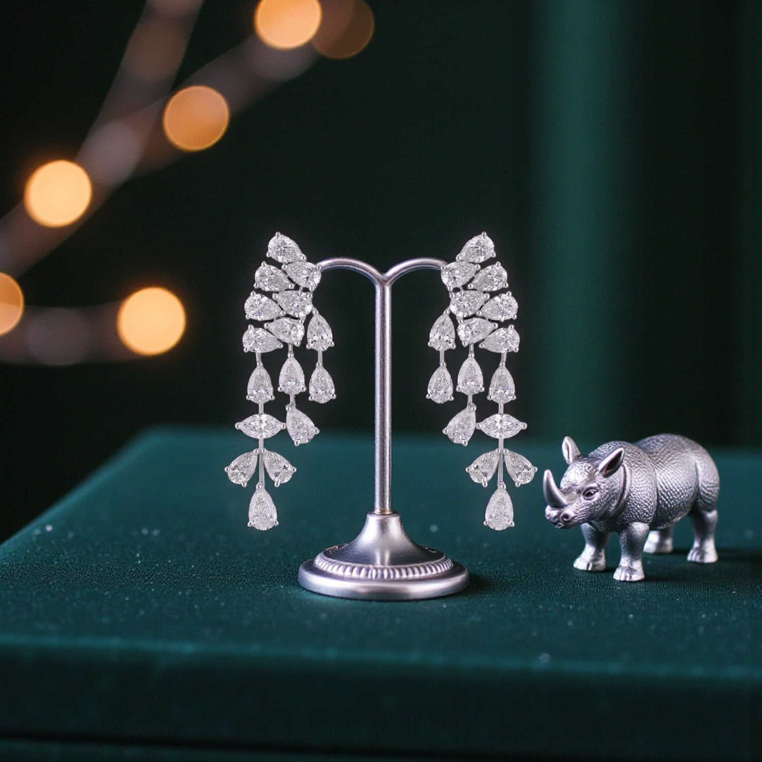 Lab Grown 11.010 Carat Diamond Cascade Earrings in 18 Karat Gold | SKU : 0005049189