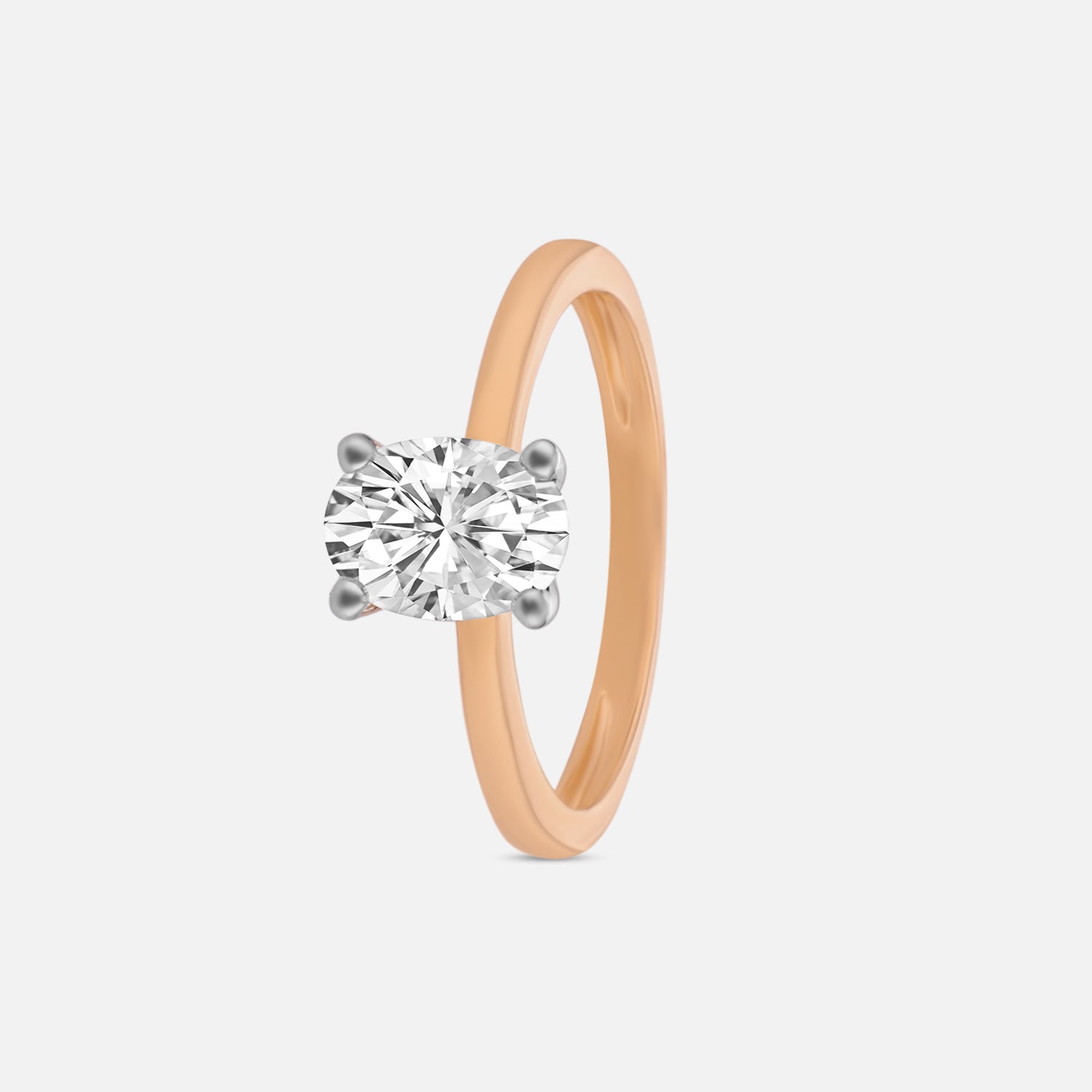 Lab Grown 1.020 Carat Oval Cut Diamond Solitaire Ring in 18 Karat Rose Gold | SKU : 0005053285