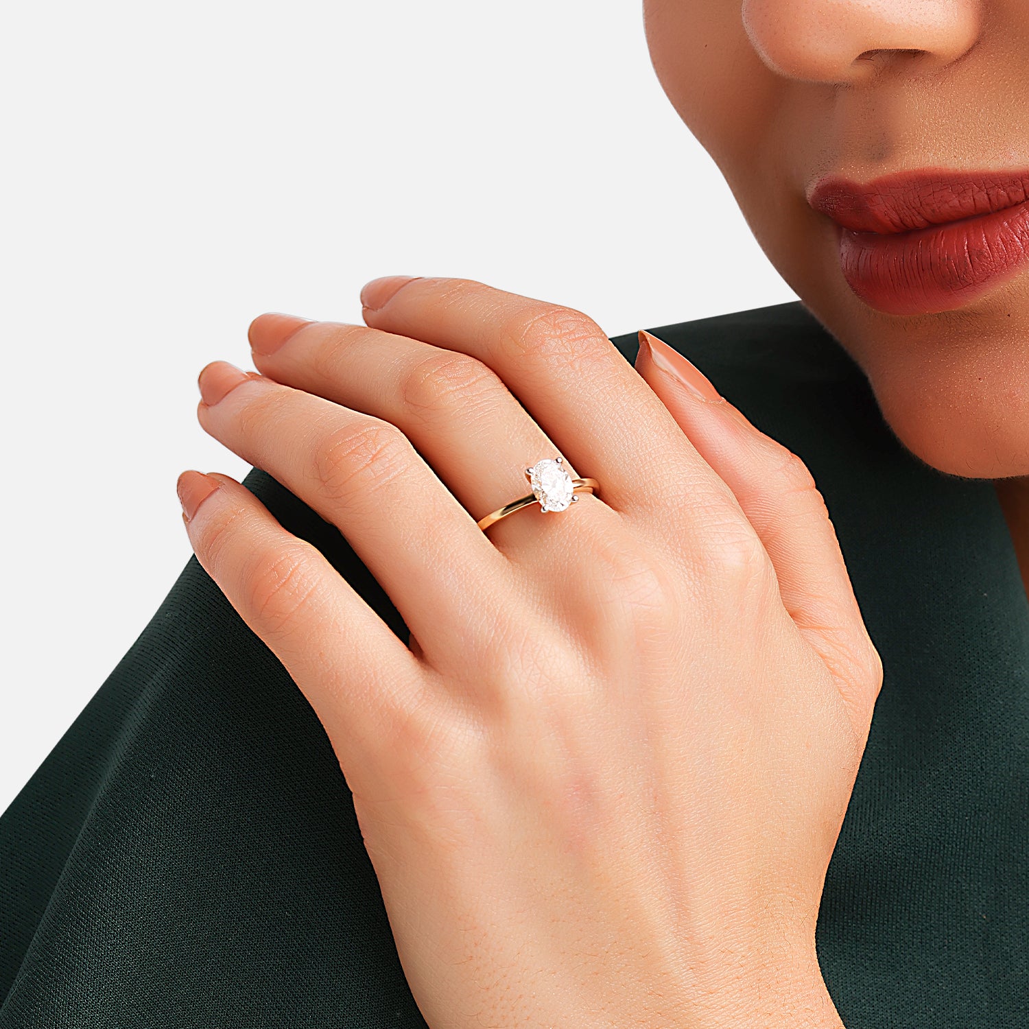 Lab Grown 1.020 Carat Oval Cut Diamond Solitaire Ring in 18 Karat Rose Gold | SKU : 0005053285