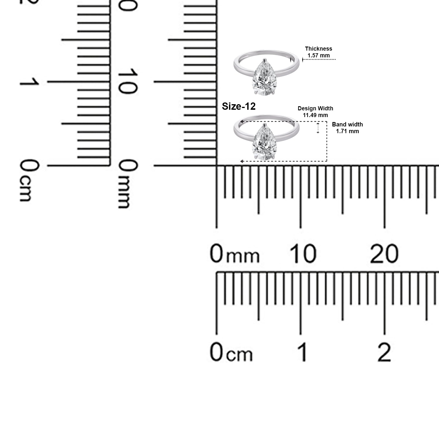 Lab Grown 2.08 Carat Pear Cut Diamond Solitaire Ring in 18 Karat Gold | SKU : 0005053414