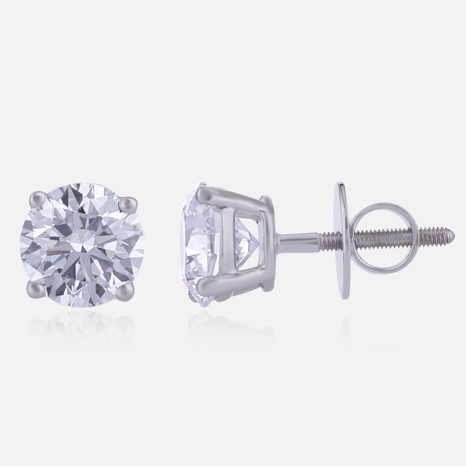 Lab Grown 3.020 Carat Solitaire Diamond Stud Earrings in 18 Karat Gold Description | SKU : 0005059249