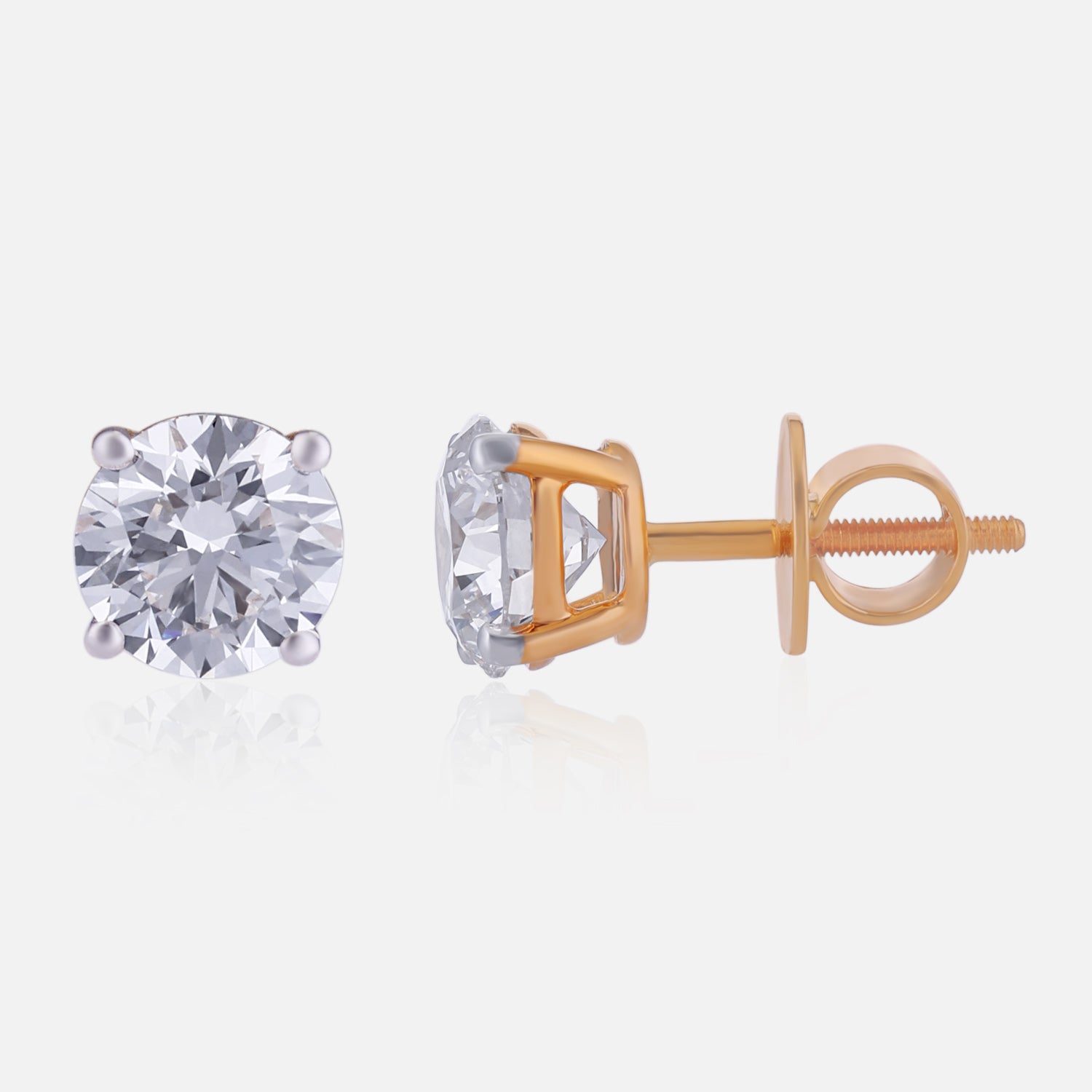 Lab Grown 3.020 Carat Solitaire Diamond Stud Earrings in 18 Karat Gold | SKU : 0005059270