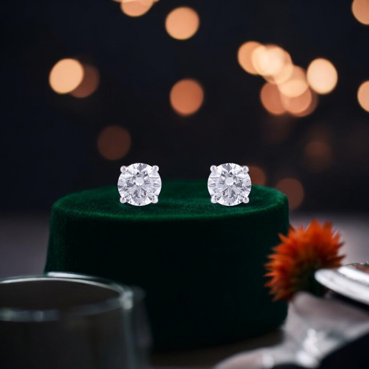 Lab Grown 3.020 Carat Solitaire Diamond Stud Earrings in 18 Karat Gold | SKU : 0005059294