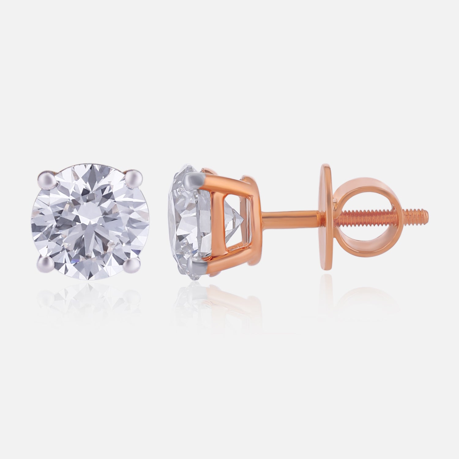 Lab Grown 3.020 Carat Solitaire Diamond Stud Earrings in 18 Karat Gold | SKU : 0005059294