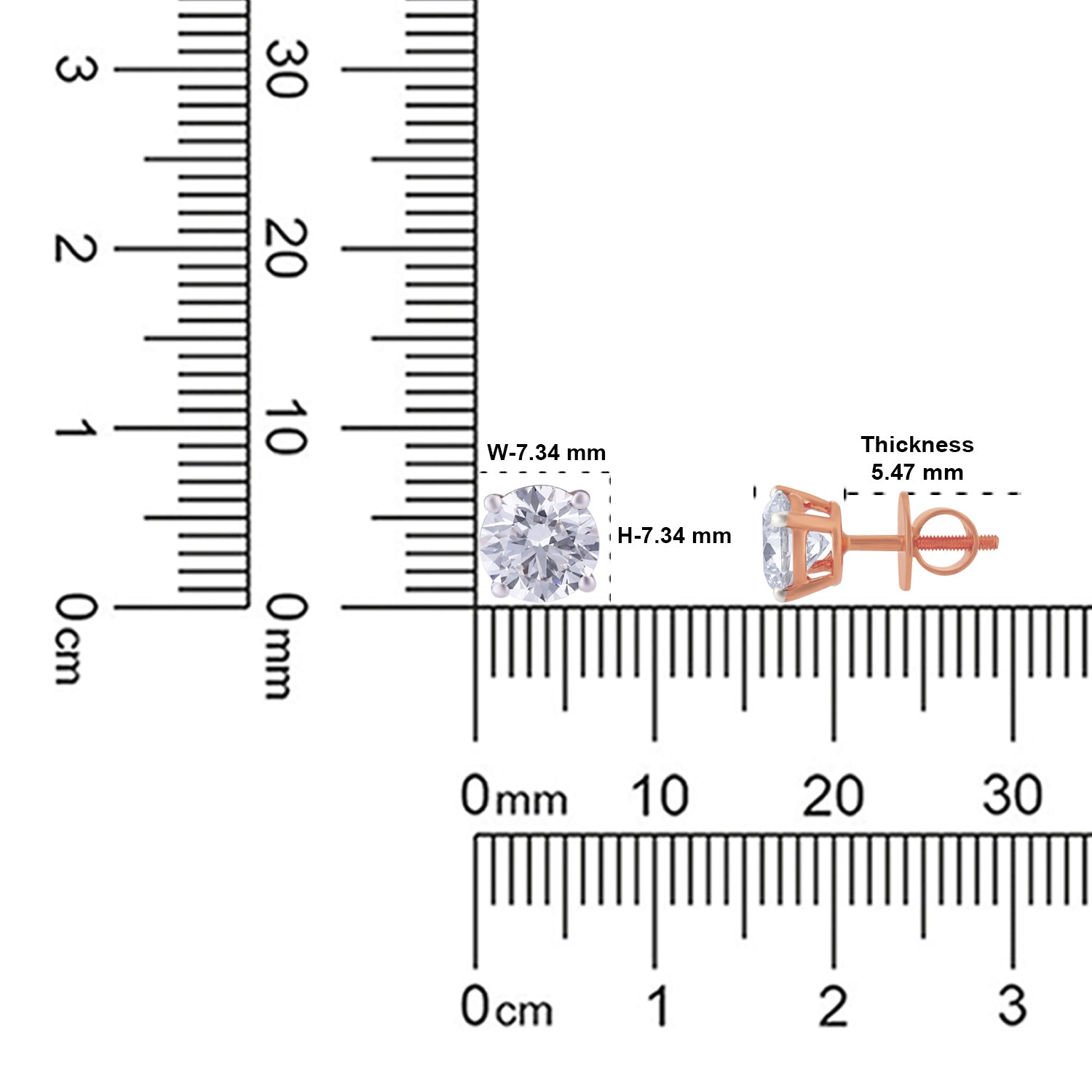 Lab Grown 3.010 Carat Solitaire Diamond Stud Earrings in 18 Karat Gold | SKU : 0005060818