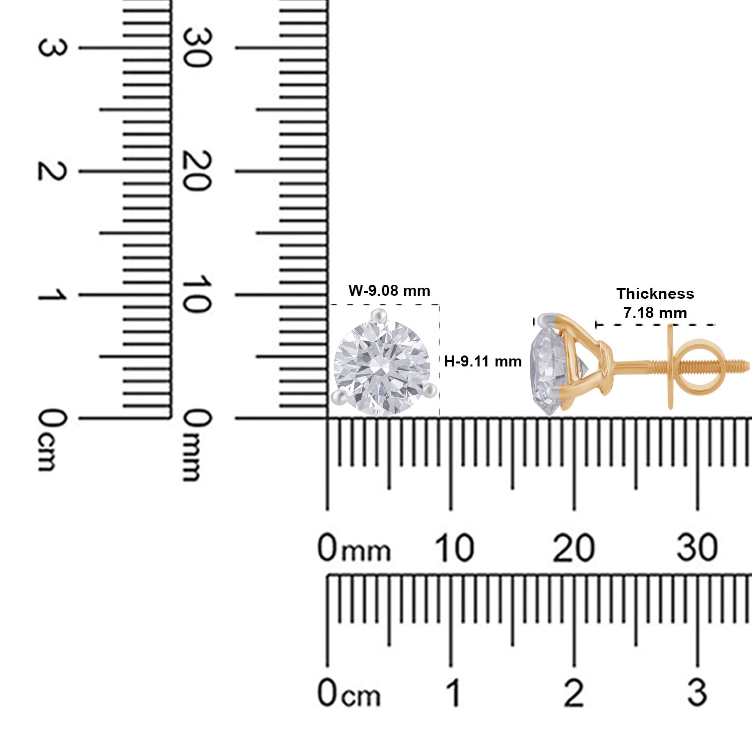 Lab Grown 4.140 Carat Round Brilliant Diamond Stud Earrings in Yellow Gold | SKU : 0005067473
