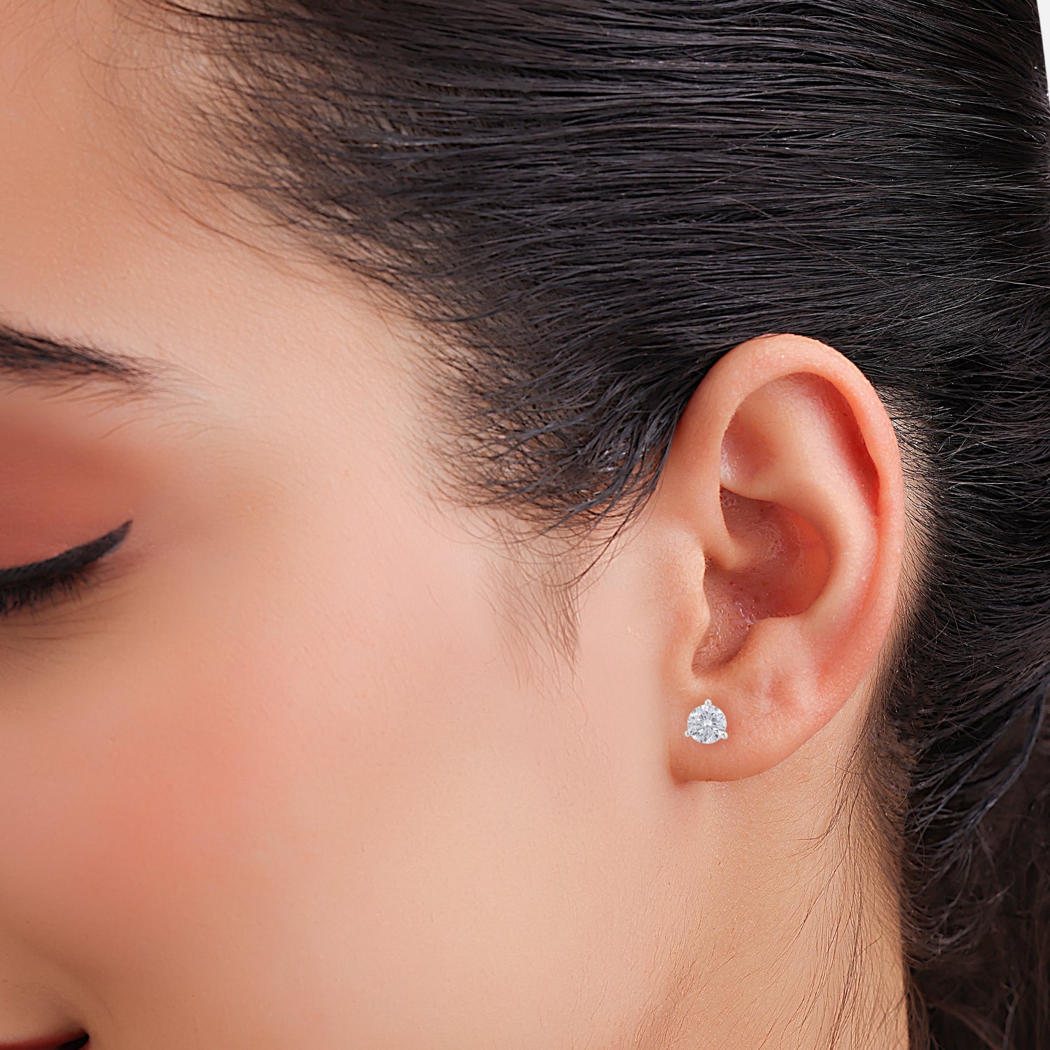 Lab Grown 4.140 Carat Round Brilliant Diamond Stud Earrings in Yellow Gold | SKU : 0005067473