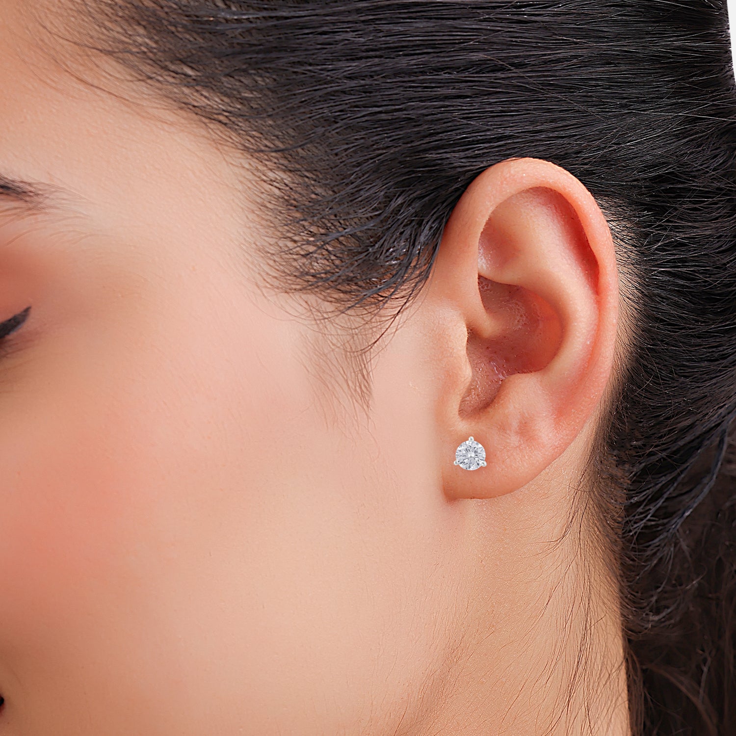 Lab Grown 4.080 Carat Round Brilliant Diamond Stud Earrings in Yellow Gold | SKU : 0005067480