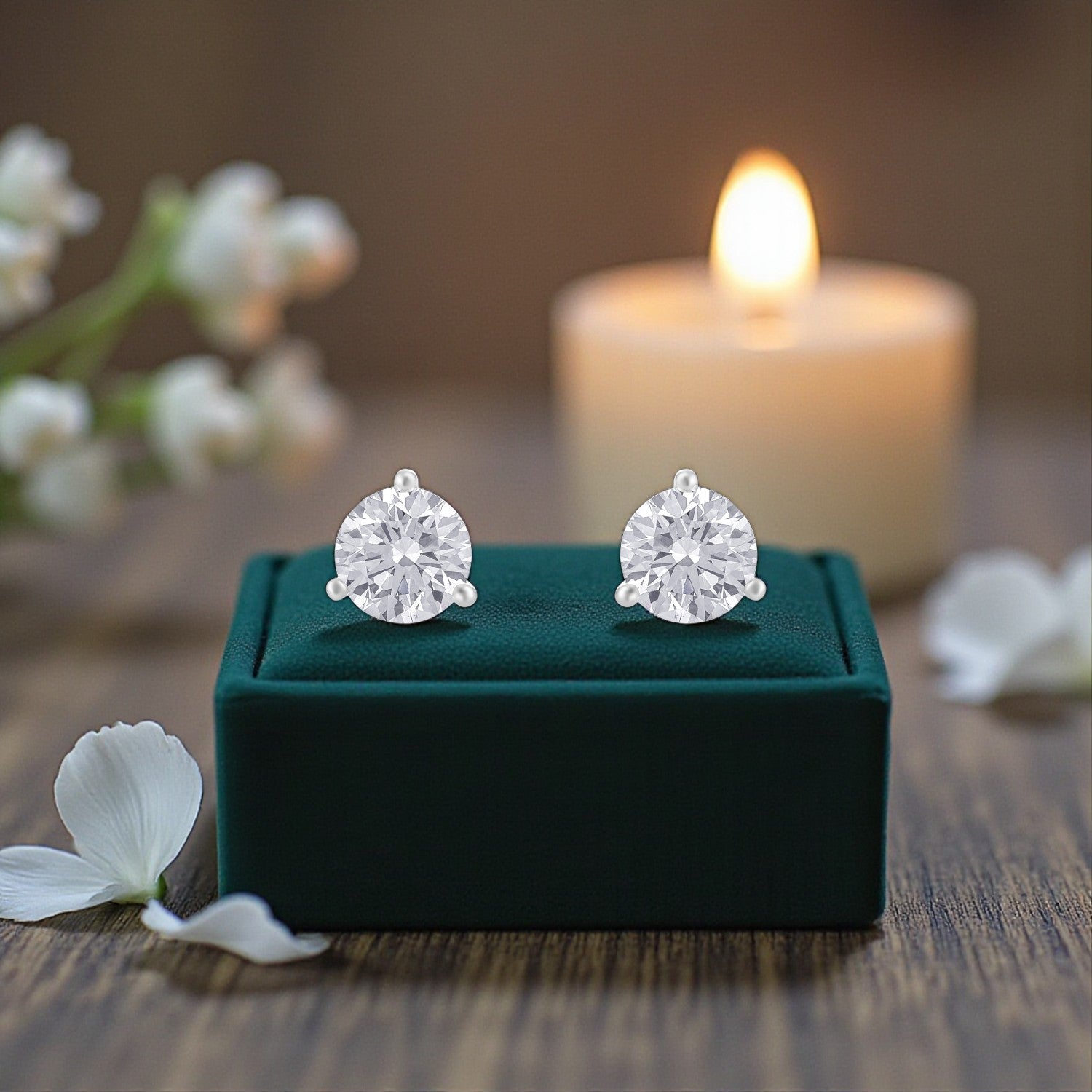 Lab Grown 4.140 Carat Round Brilliant Diamond Stud Earrings in Yellow Gold | SKU : 0005067497