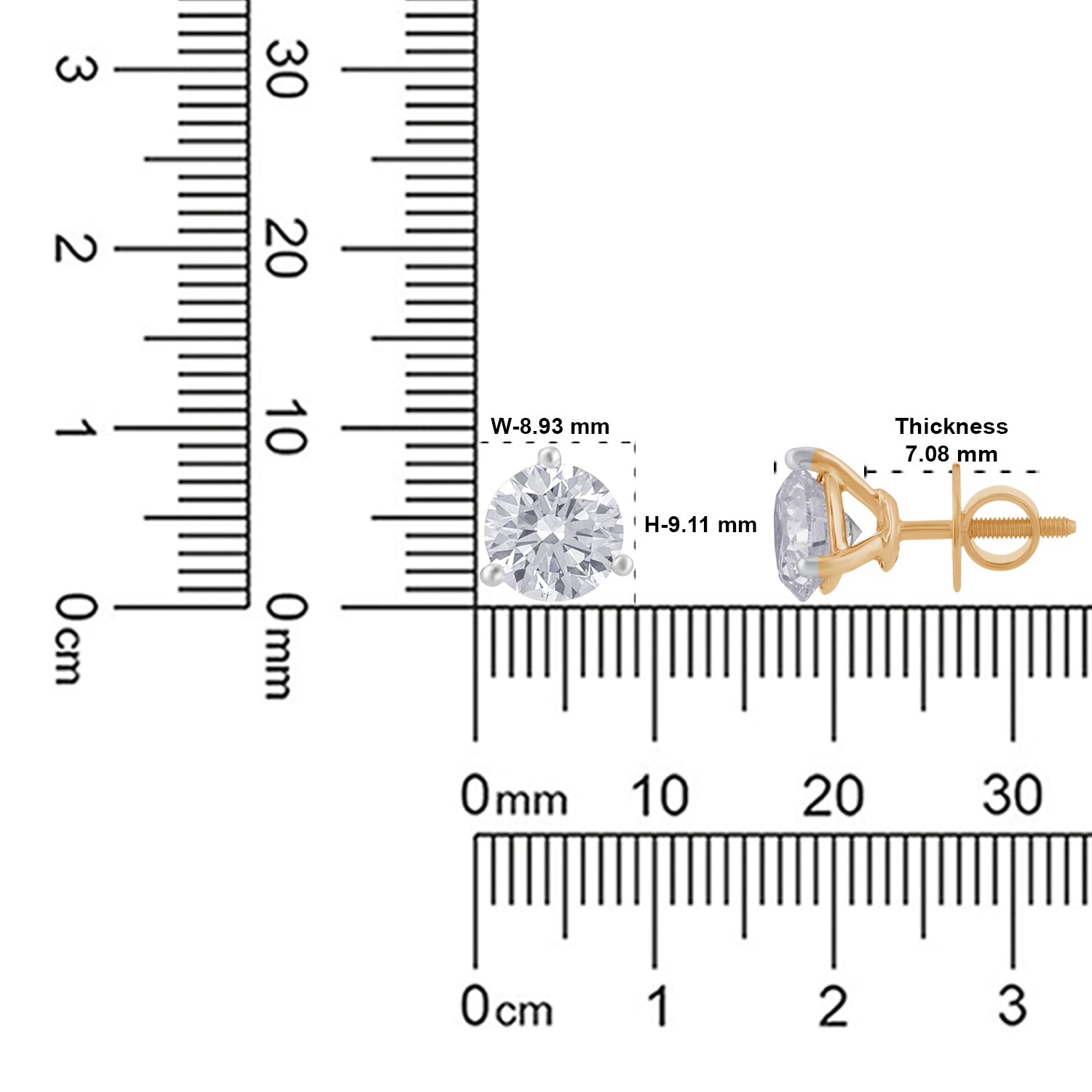 Lab Grown 4.140 Carat Round Brilliant Diamond Stud Earrings in Yellow Gold | SKU : 0005067497
