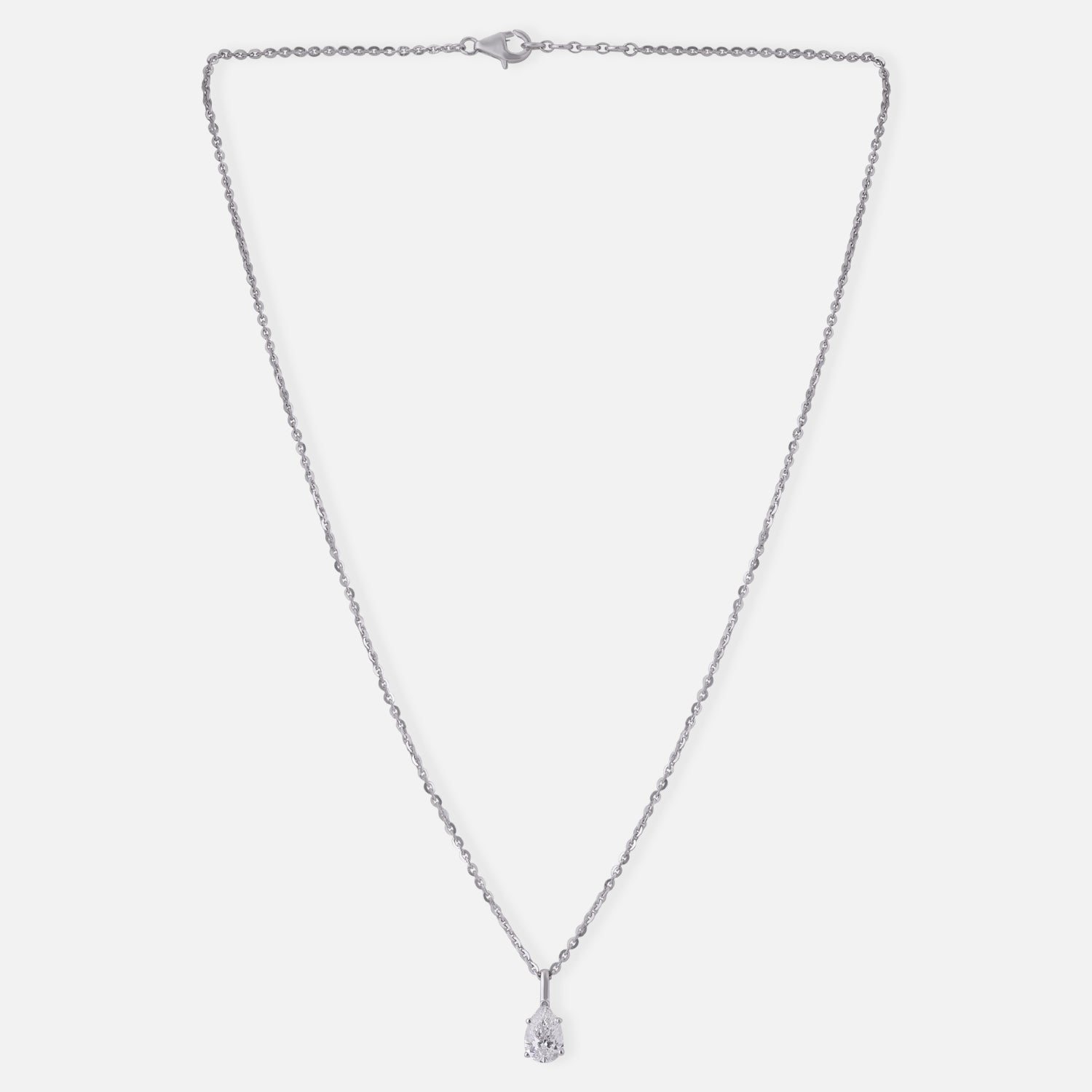 Lab Grown 1.10 Carat Pear Cut Diamond Solitaire Pendant in 18 Karat White Gold | SKU : 0005071142
