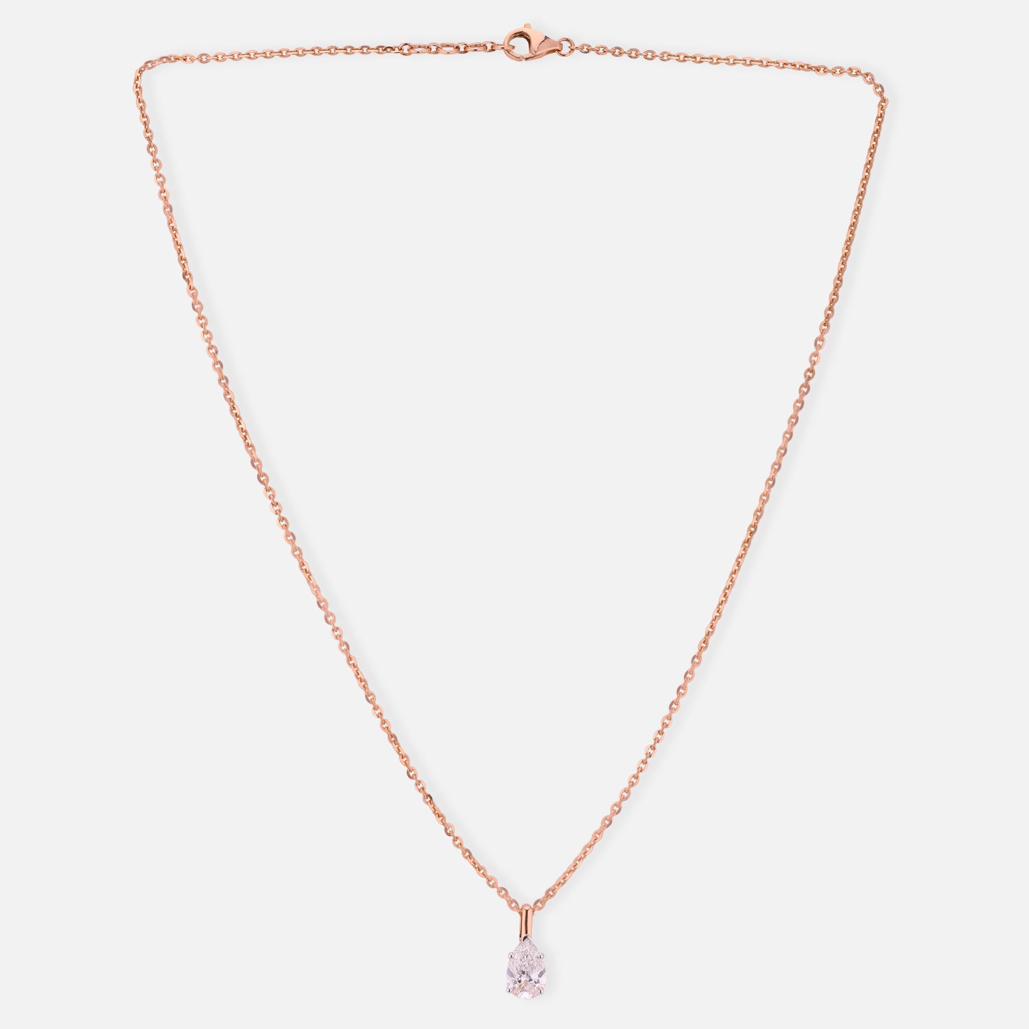 Lab Grown 1.100 Carat Pear Cut Diamond Solitaire Pendant in 18 Karat Rose Gold | SKU : 0005071180