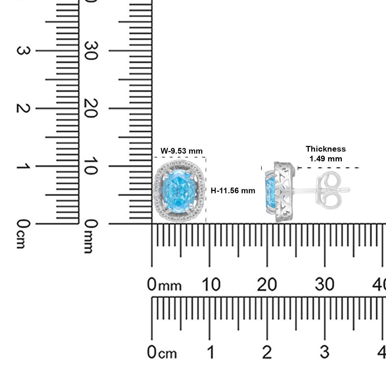 Sterling Silver Blue Oval Halo Stud Earrings | SKU : 0005476671