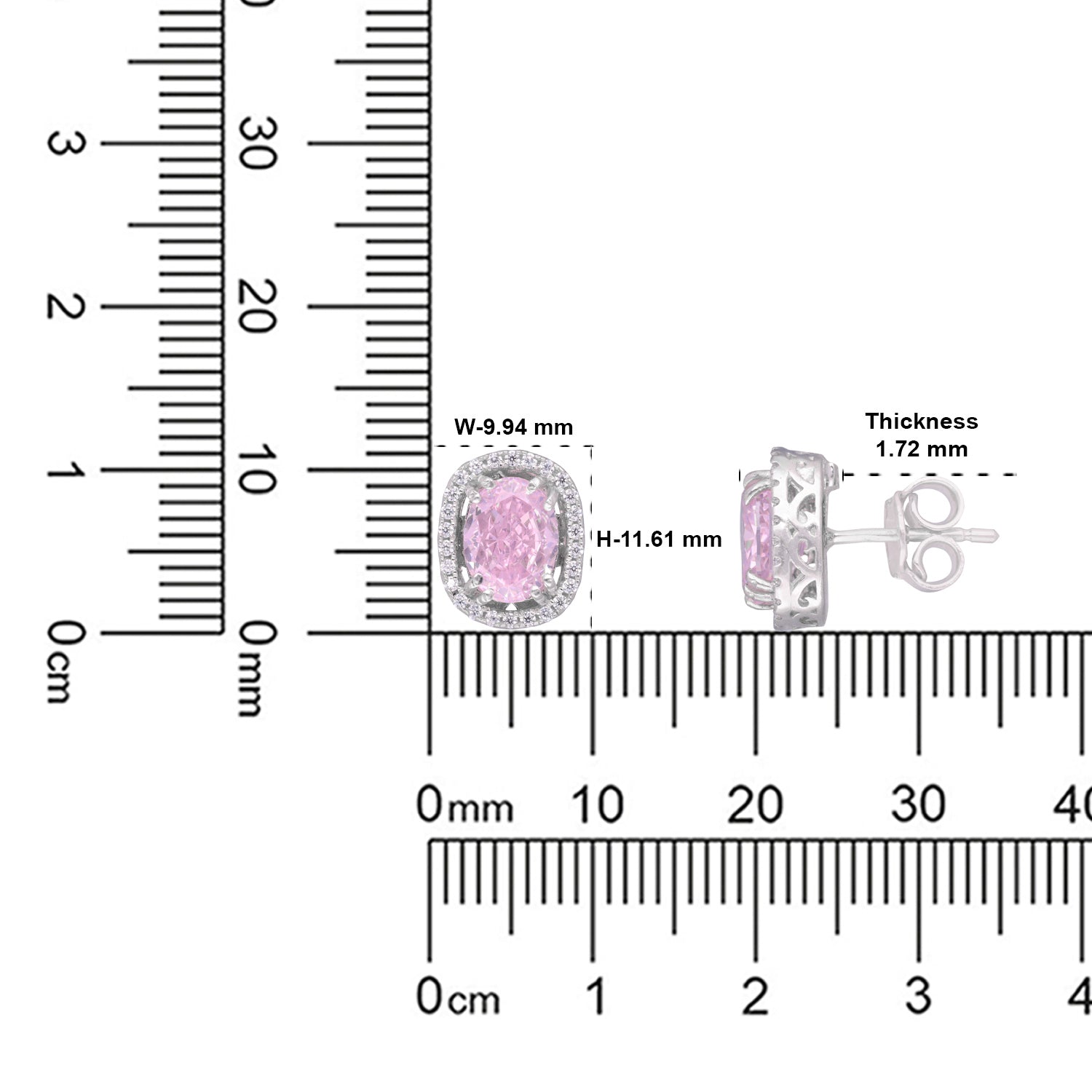 Sterling Silver Pink Oval Halo Stud Earrings | SKU : 0005485970