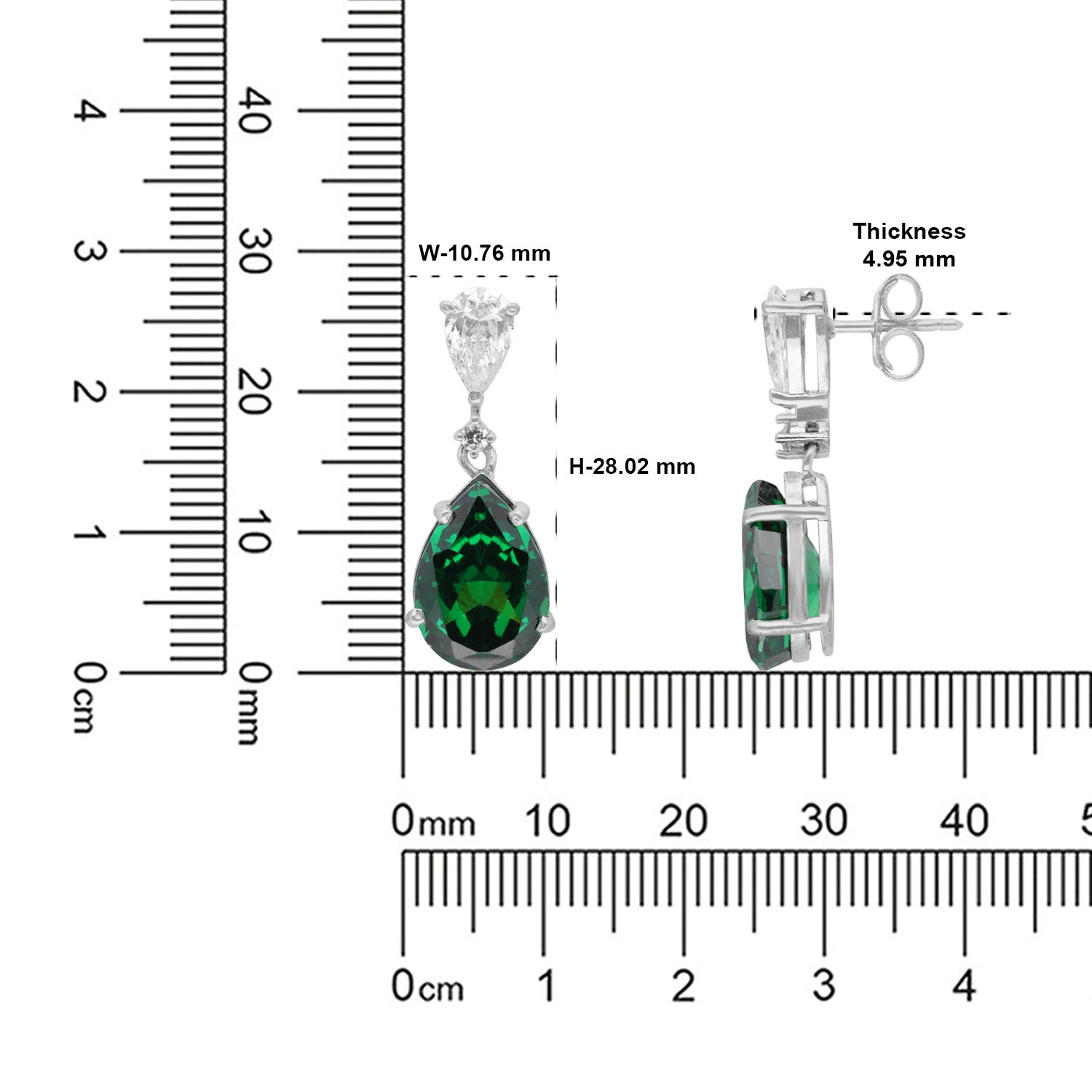 Sterling Silver Green Teardrop Cubic Zirconia Drop Earrings | SKU: 0005747979