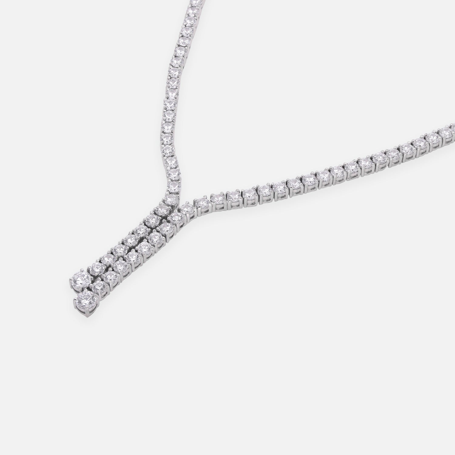 Sterling Silver CZ Tassel Drop Y Necklace | SKU: 0005748006