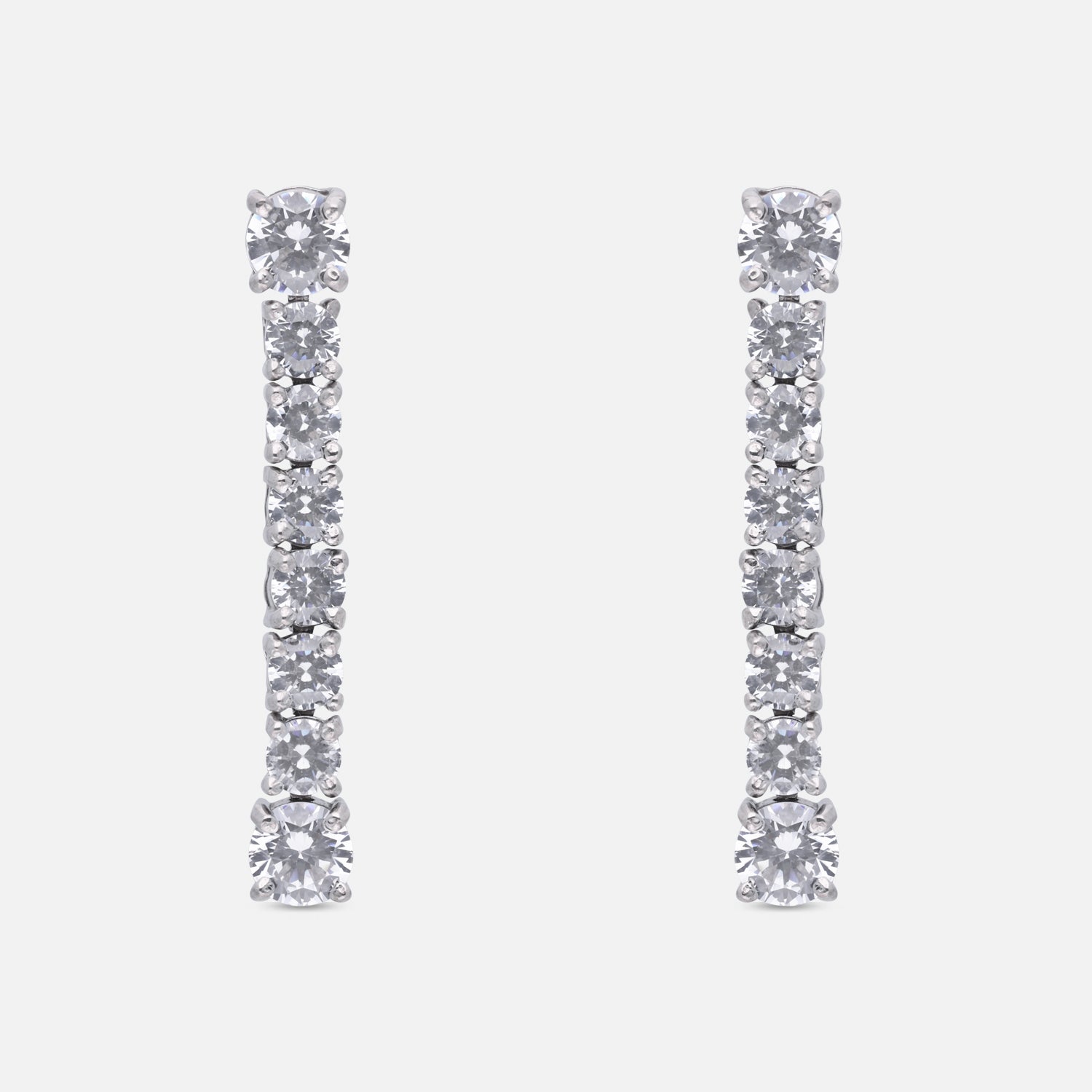 Sterling Silver Cubic Zirconia Vertical Line Drop Earrings | SKU: 0005748013