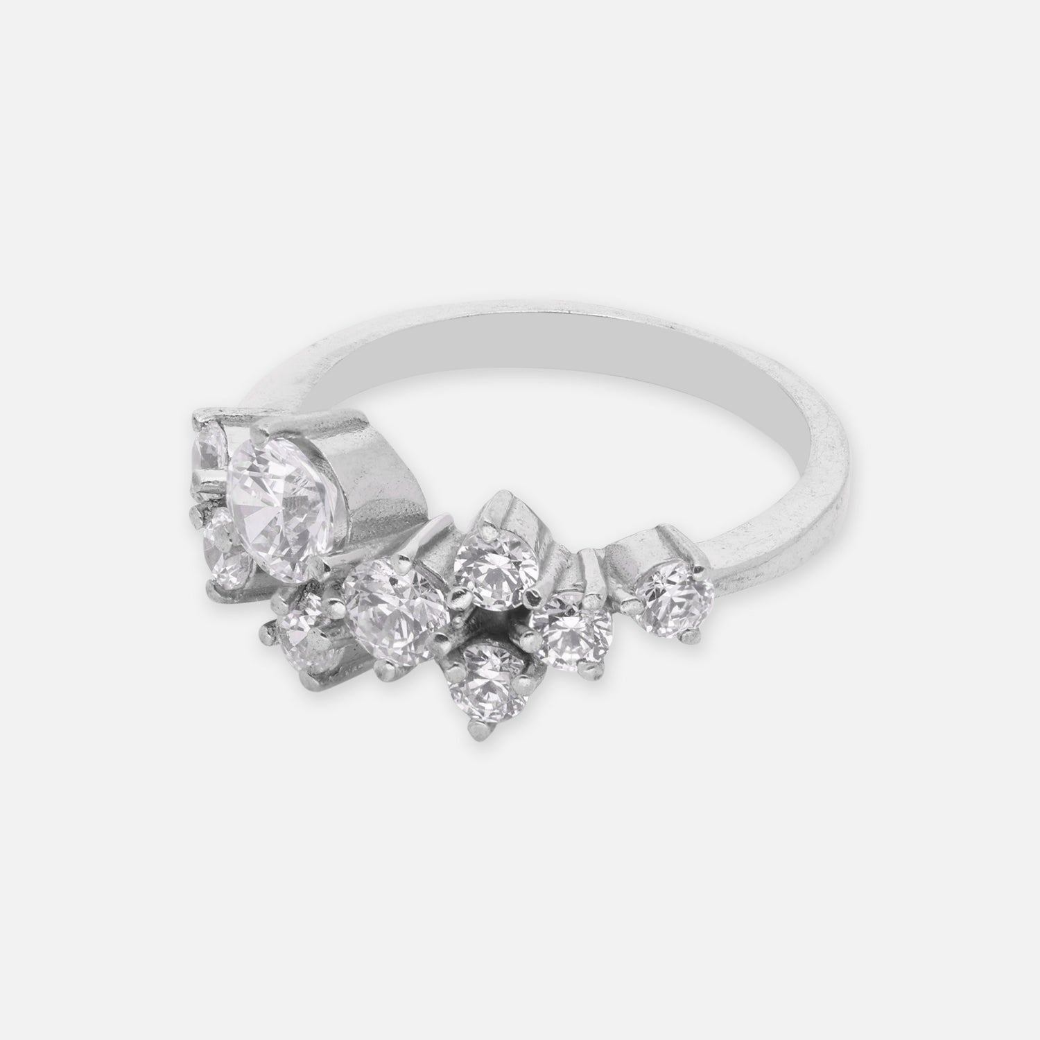 Sterling Silver Cluster Cubic Zircon Open Band Ring | SKU: 0005748266, 0005748259, 0005748242, 0005748235, 0005748228, 0005758302, 0005758319, 0005758326, 0005758333, 0005750979, 0005751013, 0005751006, 0005750993, 0005750986