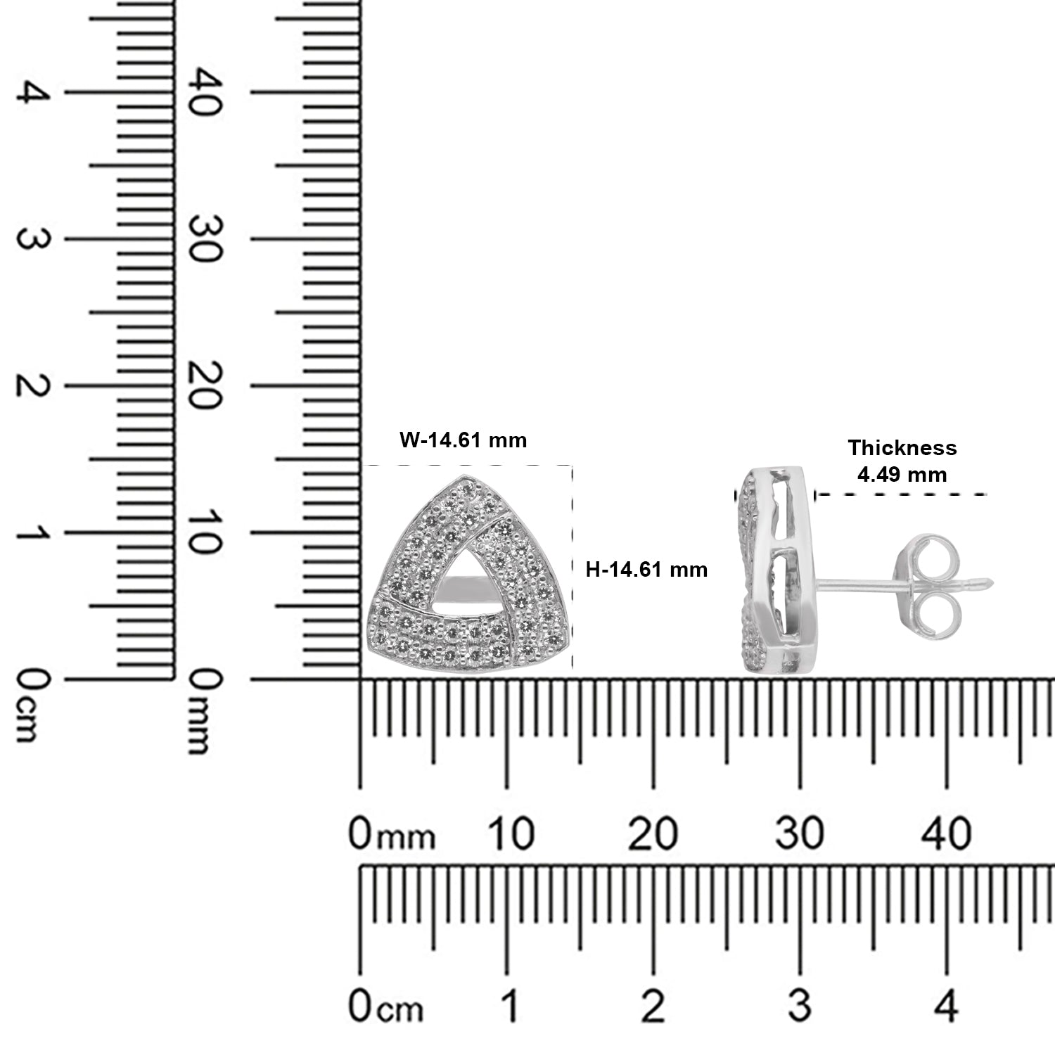Geometric Triangle Pave Cubic Zirconia Stud Earrings in Sterling Silver | SKU: 0005750085, 0022628466, 0022628473