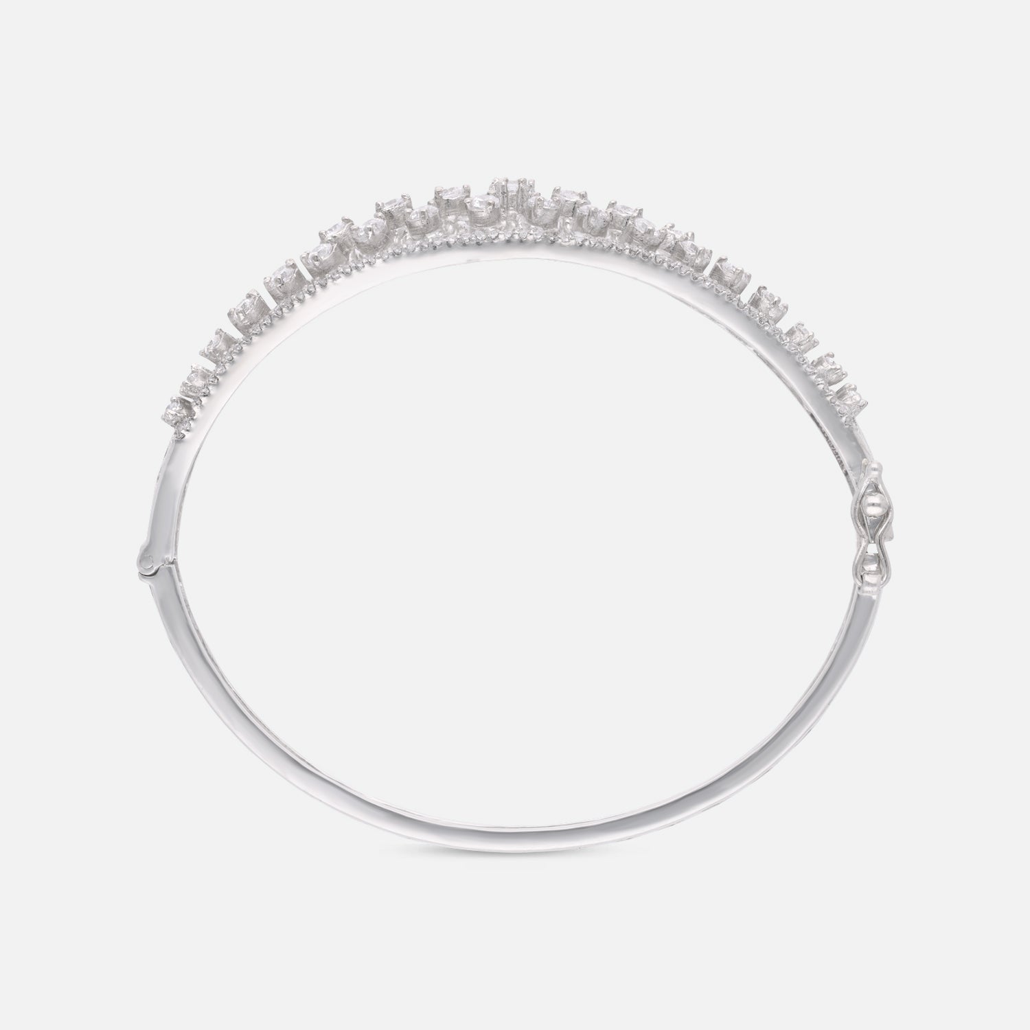 Sterling Silver Cubic Zirconia Floral Filigree Bangle | SKU: 0005757091