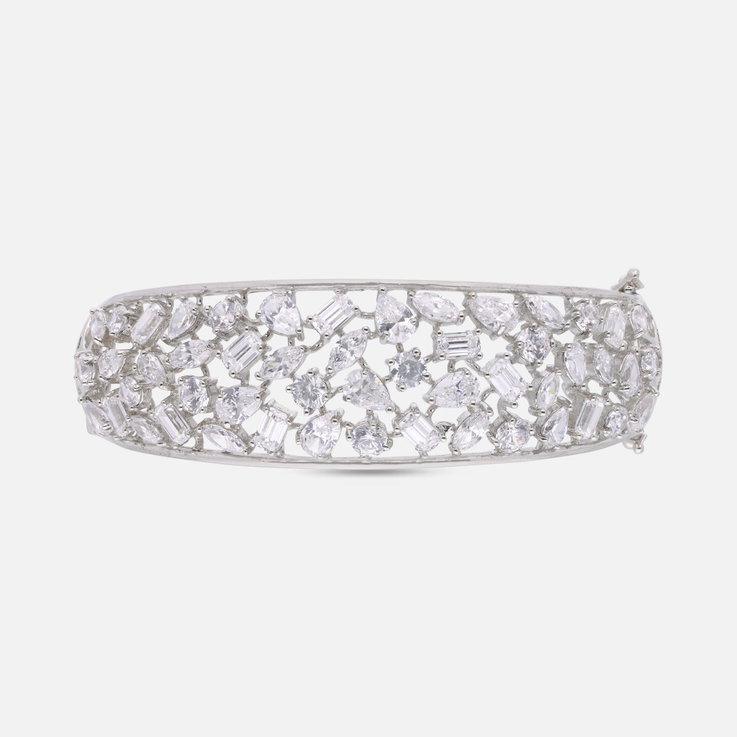 Sterling Silver Cubic Zirconia Multi-Cut Openwork Bangle | SKU: 0005757107, 0005749737, 0005748273