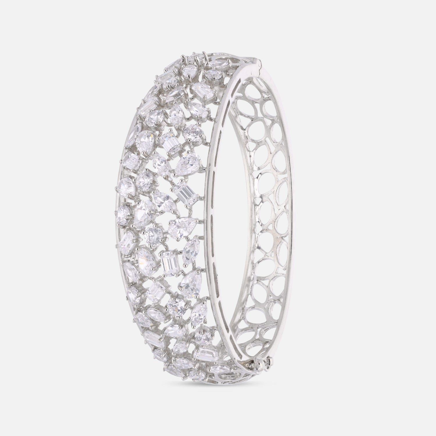 Sterling Silver Cubic Zirconia Multi-Cut Openwork Bangle | SKU: 0005757107, 0005749737, 0005748273