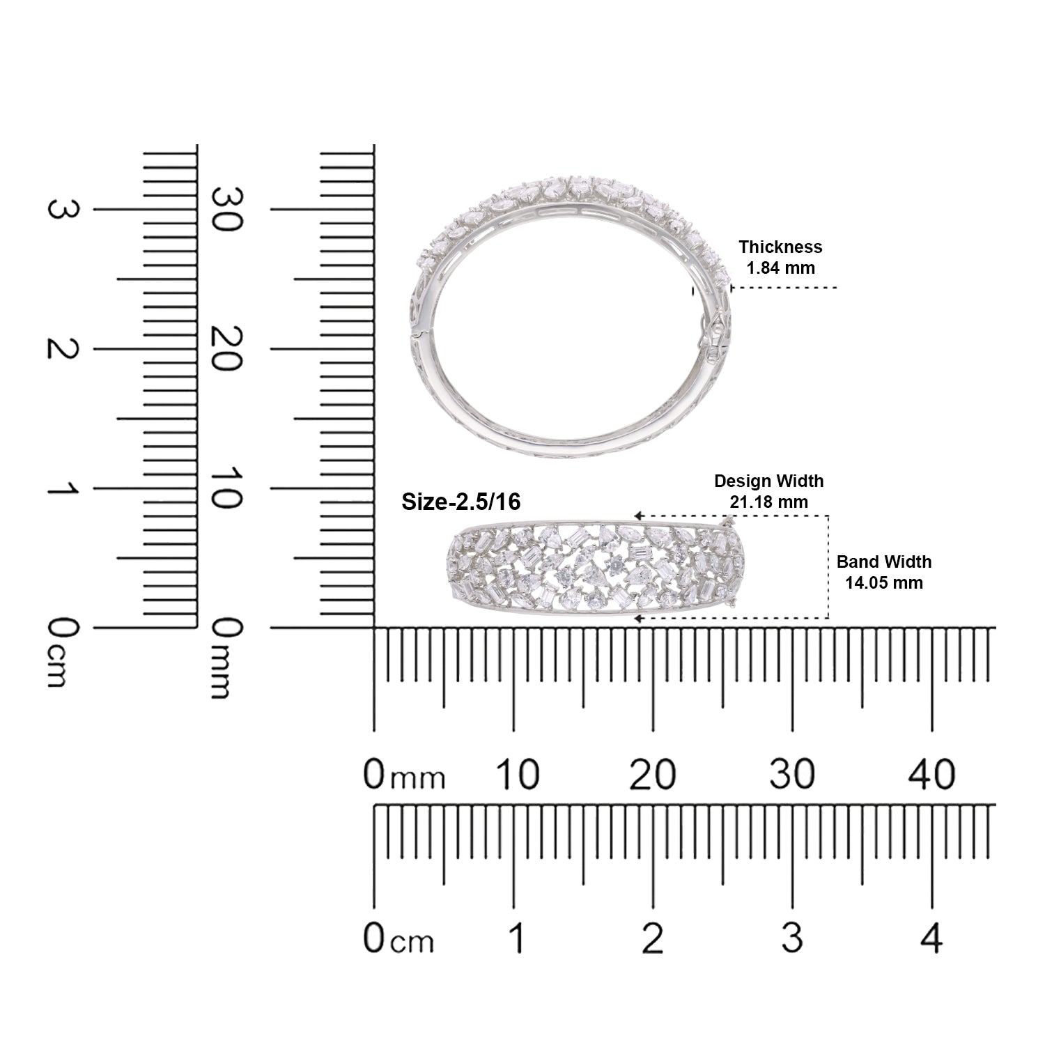 Sterling Silver Cubic Zirconia Multi-Cut Openwork Bangle | SKU: 0005757107, 0005749737, 0005748273