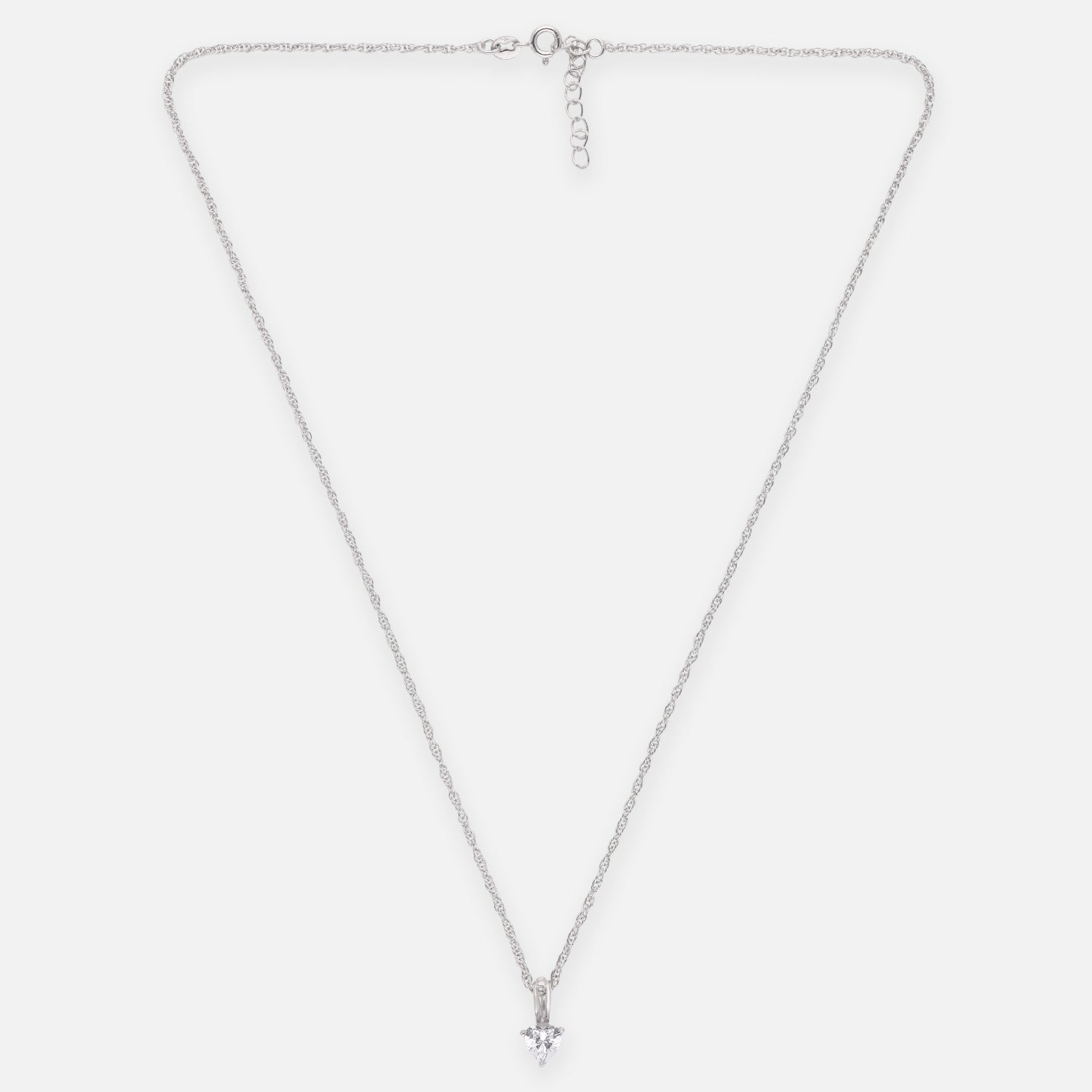 Sterling Silver Solitaire Heart CZ Pendant with Chain | SKU: 0005757299