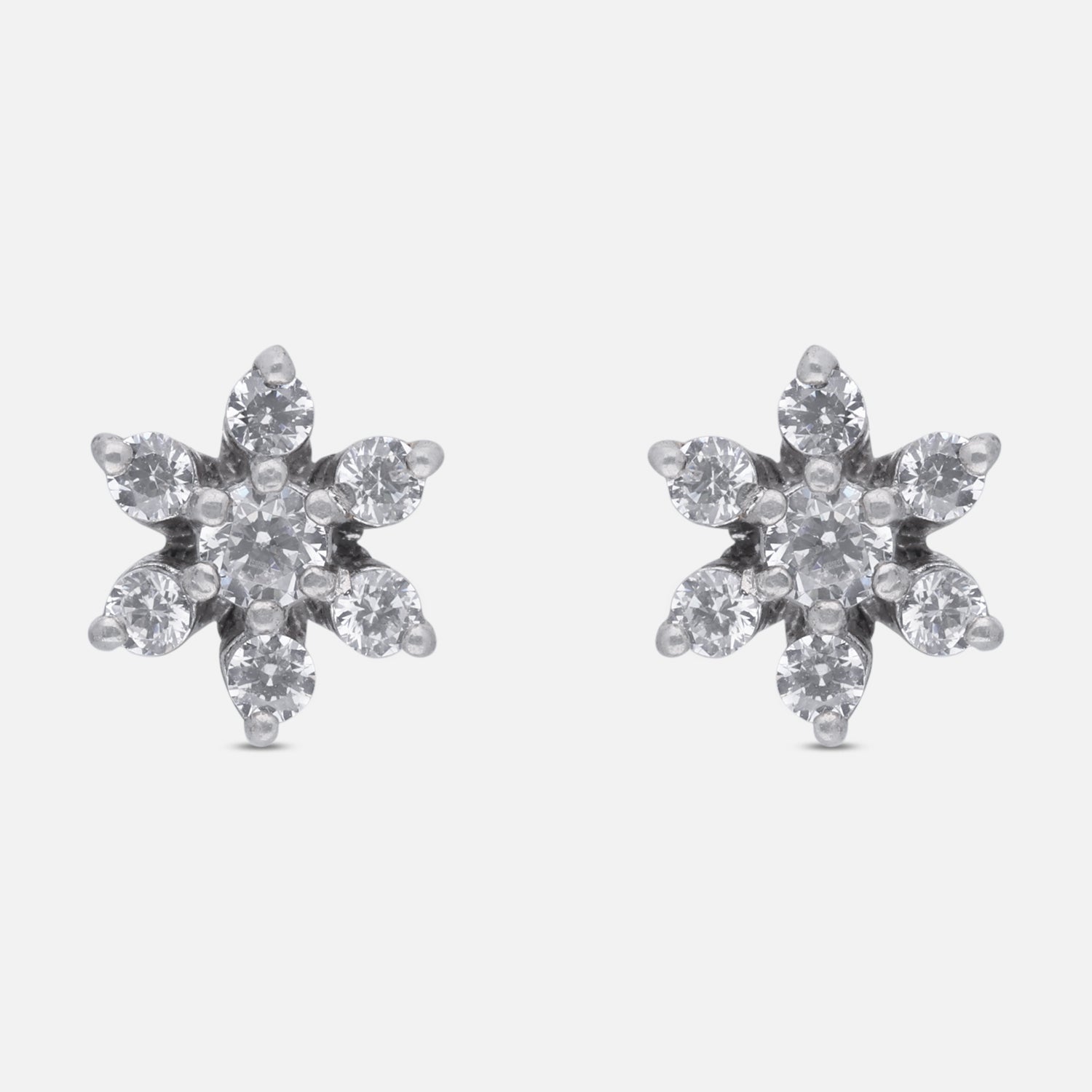 Floral Cluster Cubic Zirconia Stud Earrings in Sterling Silver | SKU: 0005757695, 0005750238, 0005750221