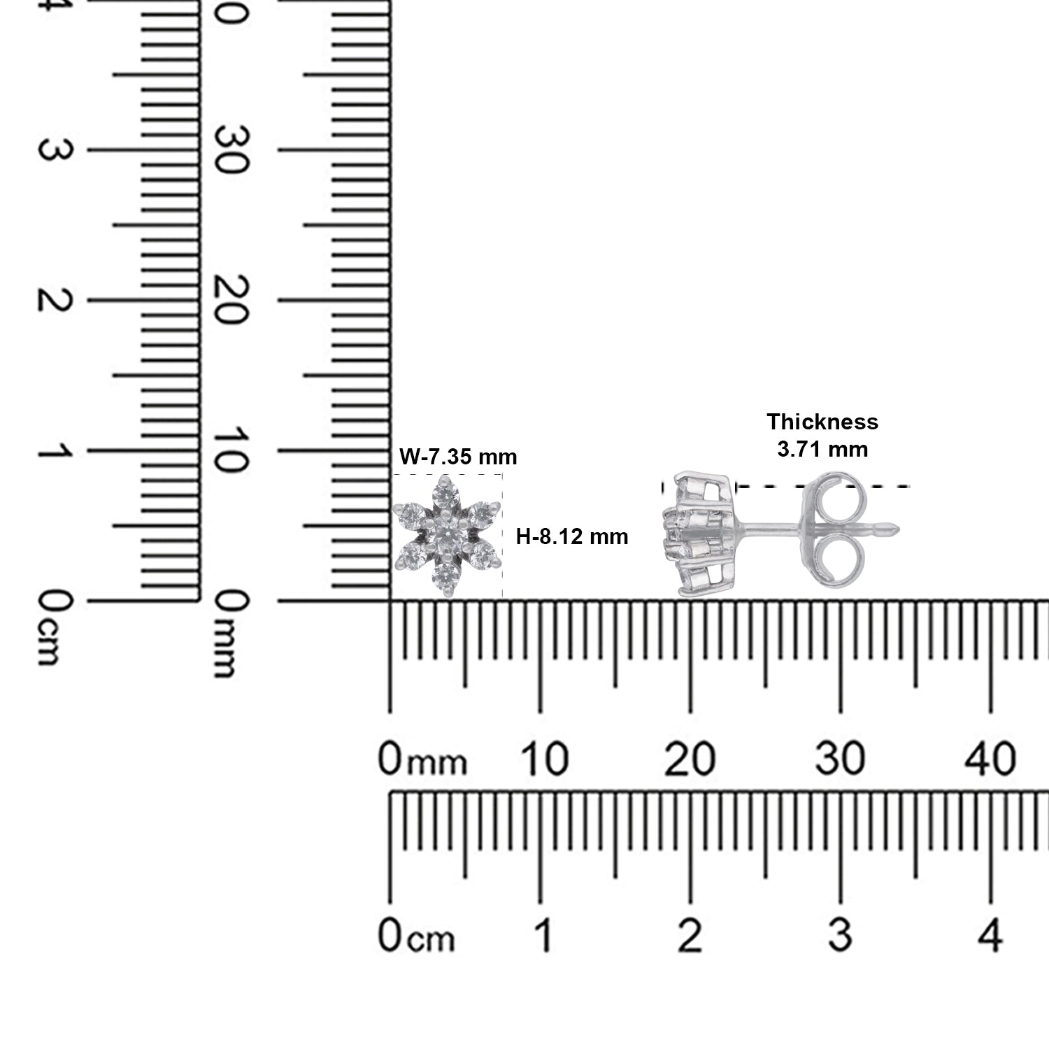 Floral Cluster Cubic Zirconia Stud Earrings in Sterling Silver | SKU: 0005757695, 0005750238, 0005750221