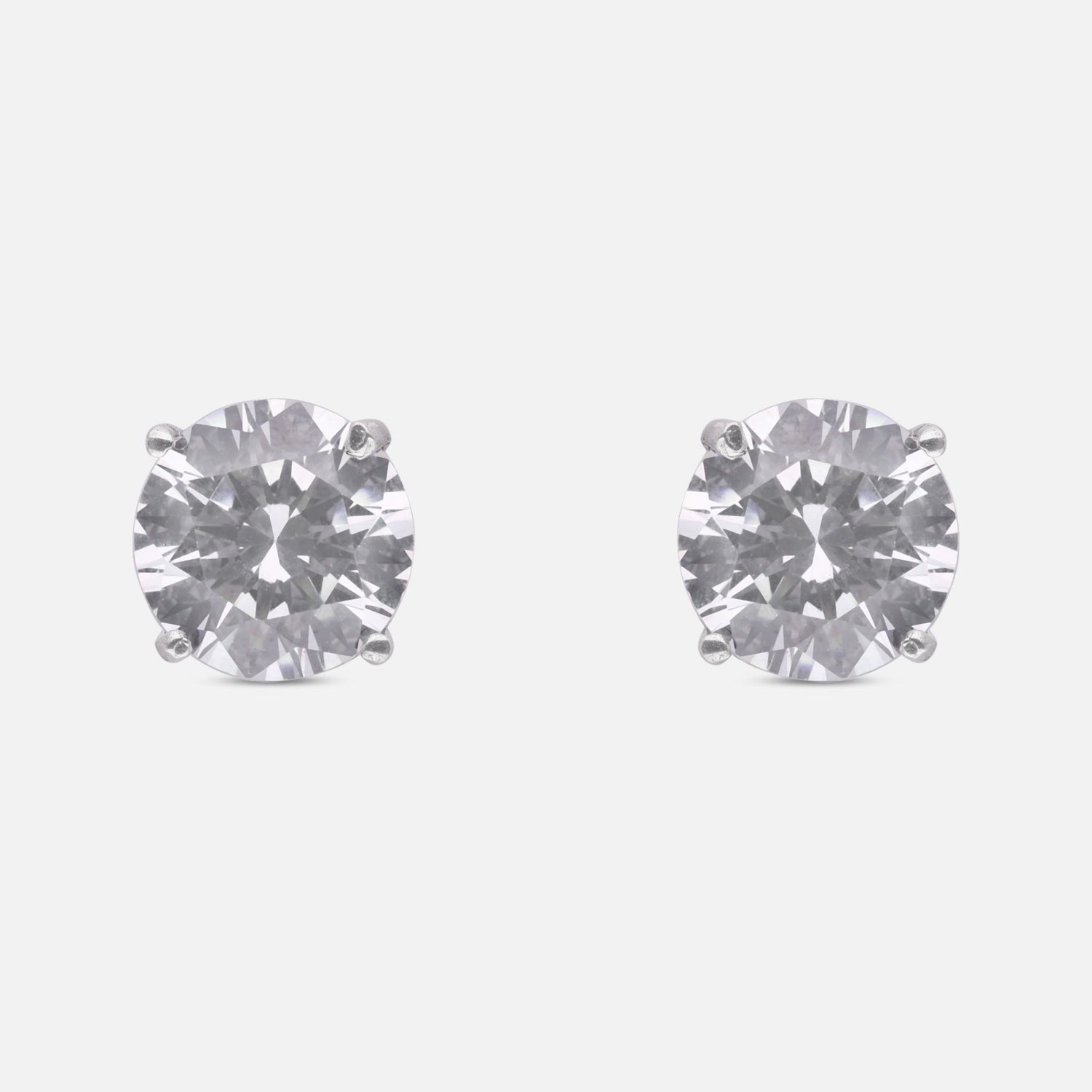 Classic Round Solitaire Diamond Stud Earrings in White Gold | SKU: 0005757725, 0022628718, 0005750269