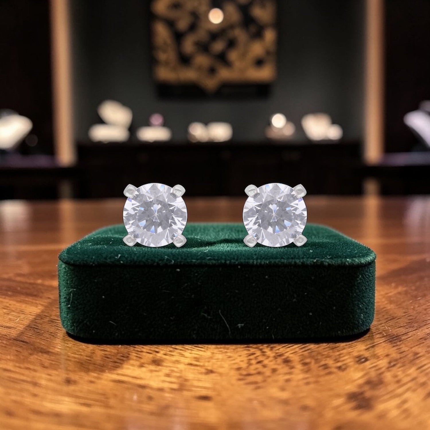 Classic Round Cut Cubic Zirconia Solitaire Stud Earrings in Sterling Silver | SKU: 0005757770, 0005750320, 0005750337, 0022628688, 0005750252, 0022628671