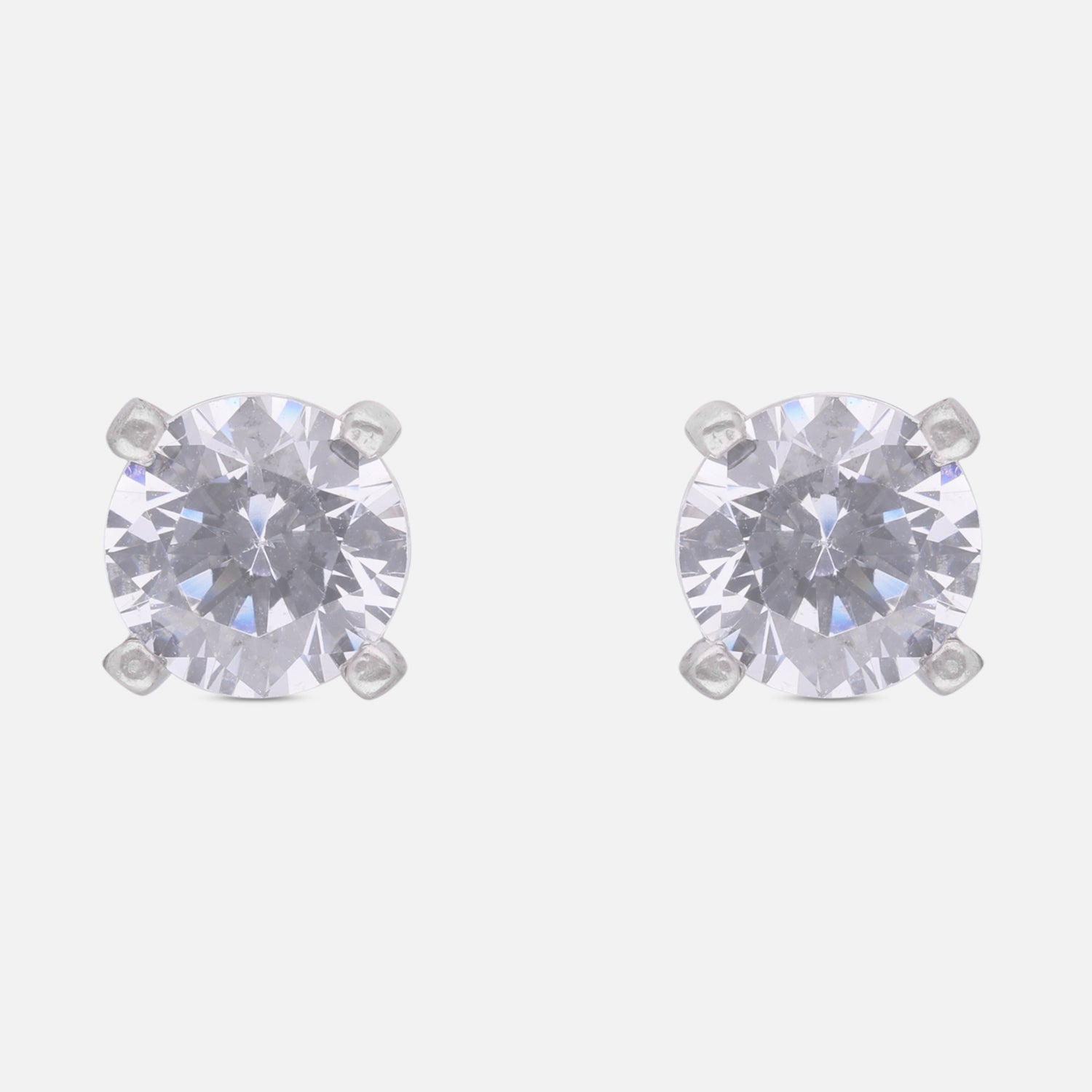 Classic Round Cut Cubic Zirconia Solitaire Stud Earrings in Sterling Silver | SKU: 0005757770, 0005750320, 0005750337, 0022628688, 0005750252, 0022628671