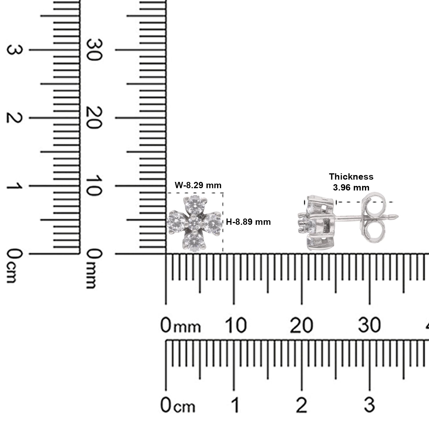 Classic Five-Stone Floral Cubic Zirconia Stud Earrings in Sterling Silver | SKU: 0005757787, 0005750344, 0005750351