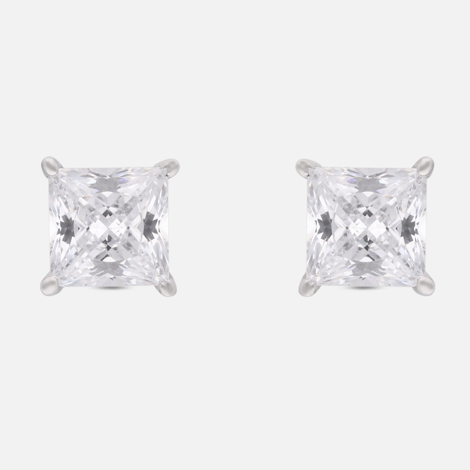 Princess Cut Cubic Zirconia Stud Earrings in Sterling Silver | SKU: 0005757794, 0022628770, 0005750368