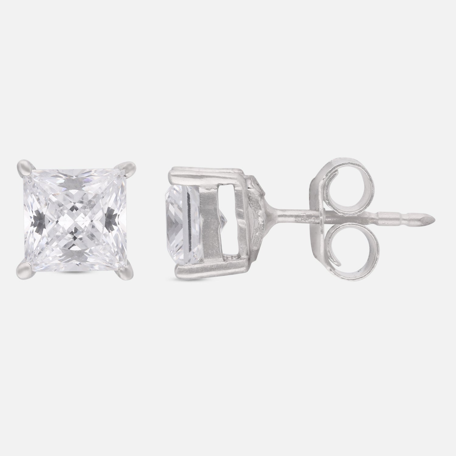 Princess Cut Cubic Zirconia Stud Earrings in Sterling Silver | SKU: 0005757794, 0022628770, 0005750368