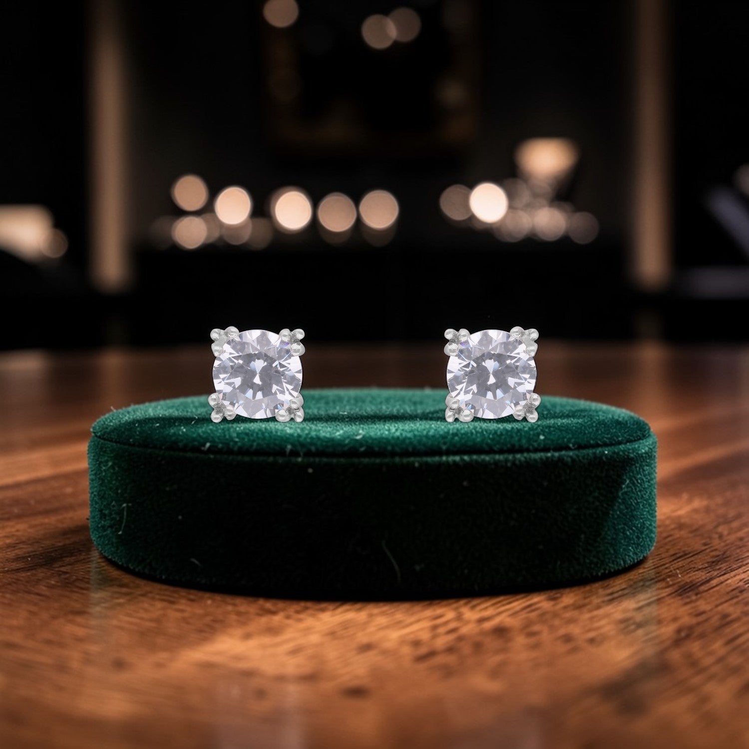 Round Brilliant Cubic Zirconia Solitaire Stud Earrings in Sterling Silver | SKU: 0005757848, 0002228619, 0005750481, 0005757855, 0005748280