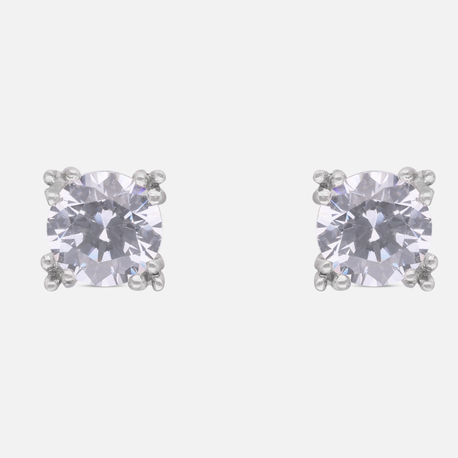 Round Brilliant Cubic Zirconia Solitaire Stud Earrings in Sterling Silver | SKU: 0005757848, 0002228619, 0005750481, 0005757855, 0005748280