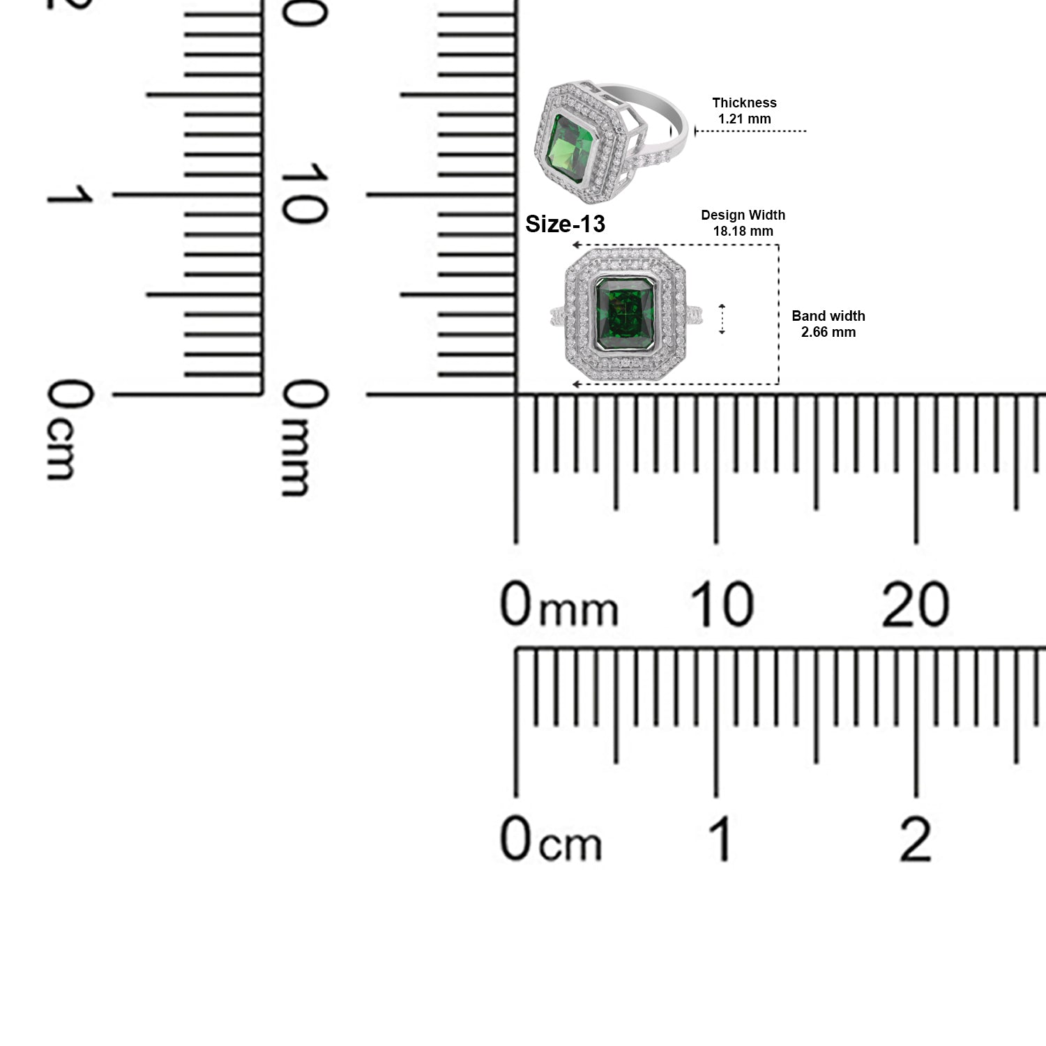 Elegant Sterling Silver Octagonal Halo Ring with Green Cubic Zirconia & CZ Accents | SKU: 0005758067, 0005750672