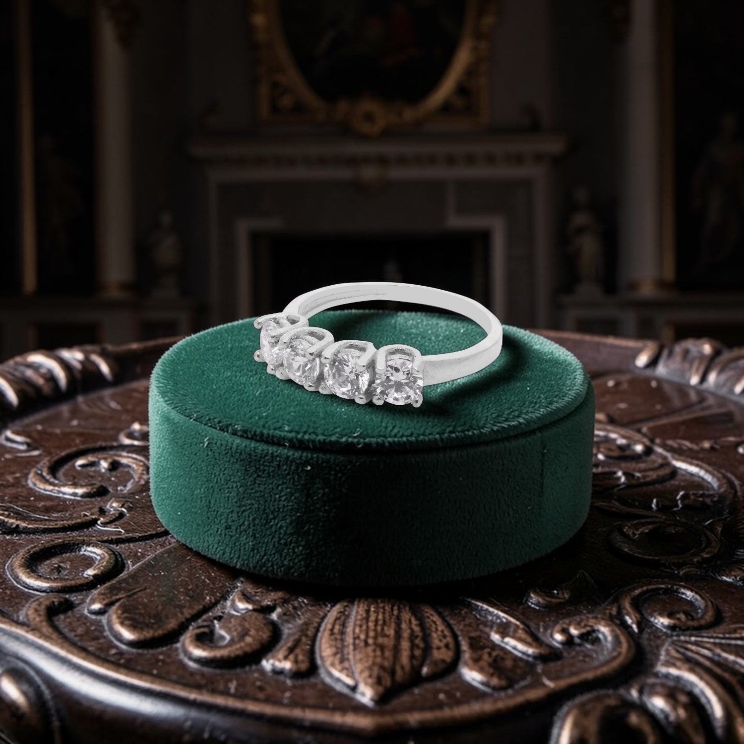 Sterling Silver Five Stone Cubic Zircon Band Ring | SKU: 0005758265, 0005758272, 0005758289, 0005758296, 0022629302, 0022629319, 0022629326, 0022629333, 0022629296, 0005750924, 0005750917, 0005750900, 0005750894, 0005750931, 0005750955, 0005750962