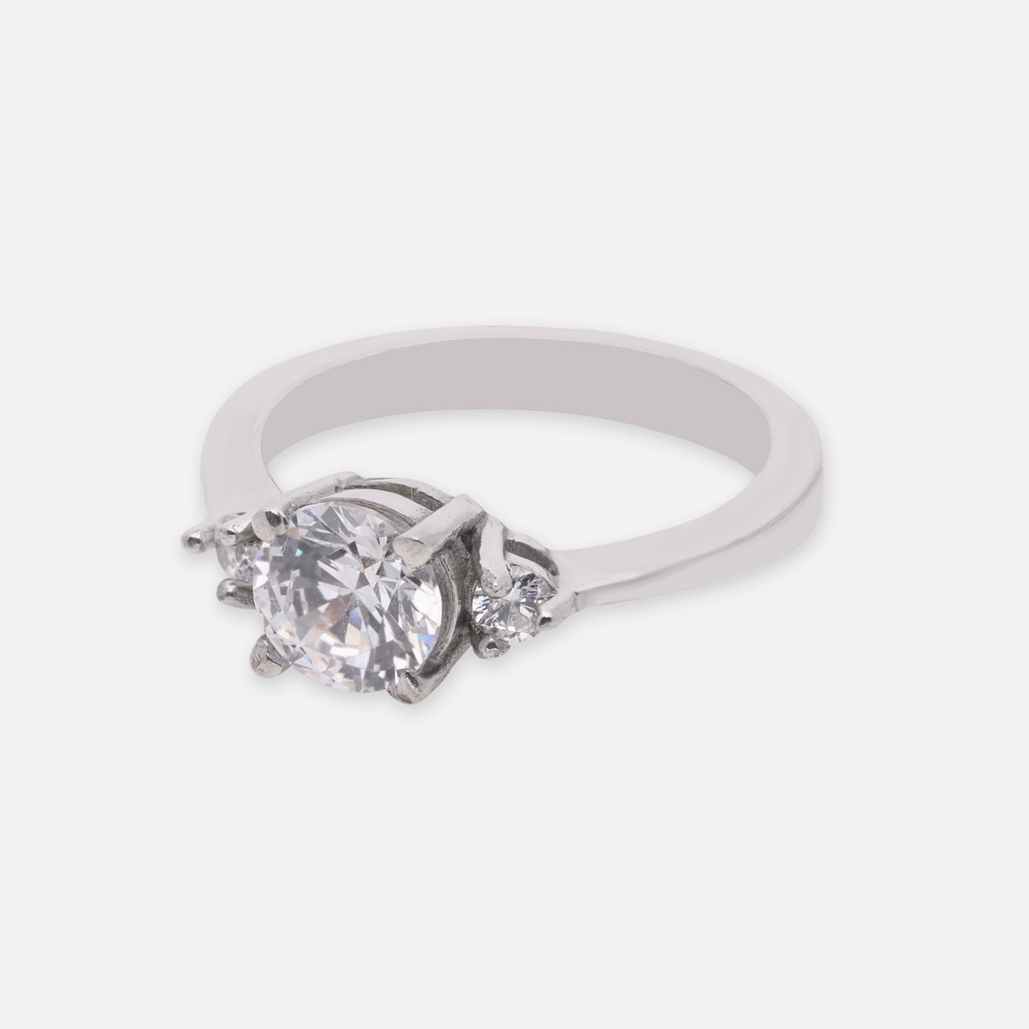 Classic Sterling Silver Solitaire Ring with Cubic Zirconia & Side Stone Accents | SKU: 0005758340, 0005758425, 0005758401, 0005758418, 0022629388, 0022629425, 0022629418, 0022629401, 0022629395