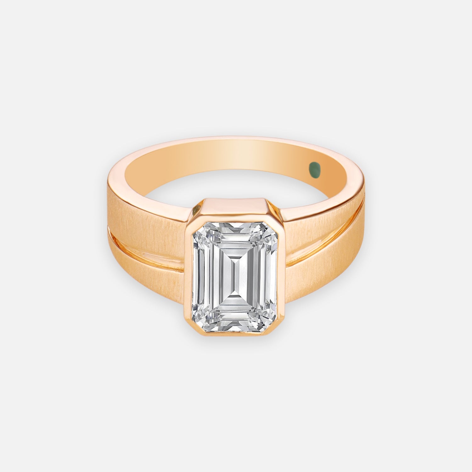 Bold Bezel Set Emerald Cut Lab Grown Diamond Ring | SKU: 0006494131