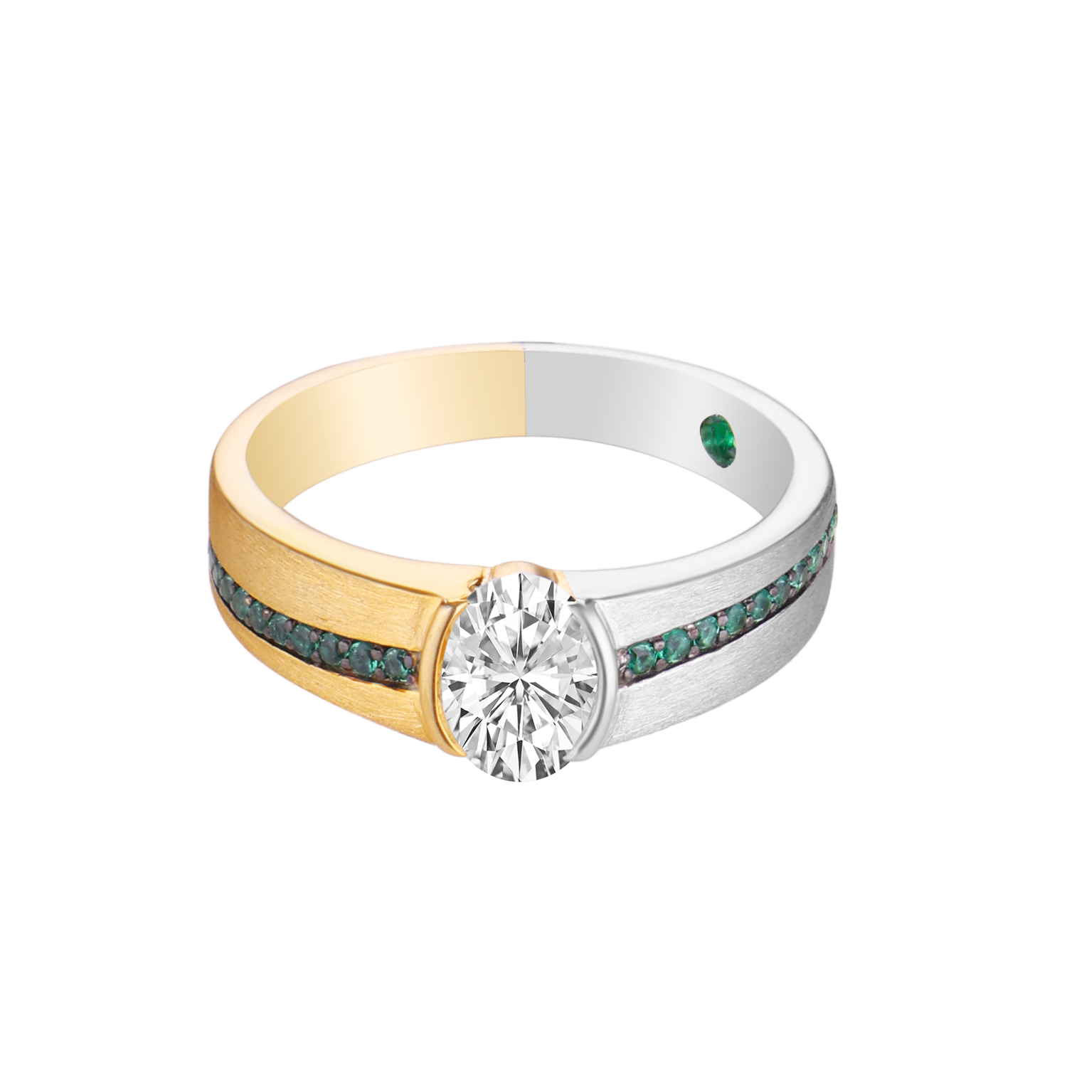 Modern Oval Lab Grown Diamond Ring in Two-Tone Gold | SKU: 0006509385