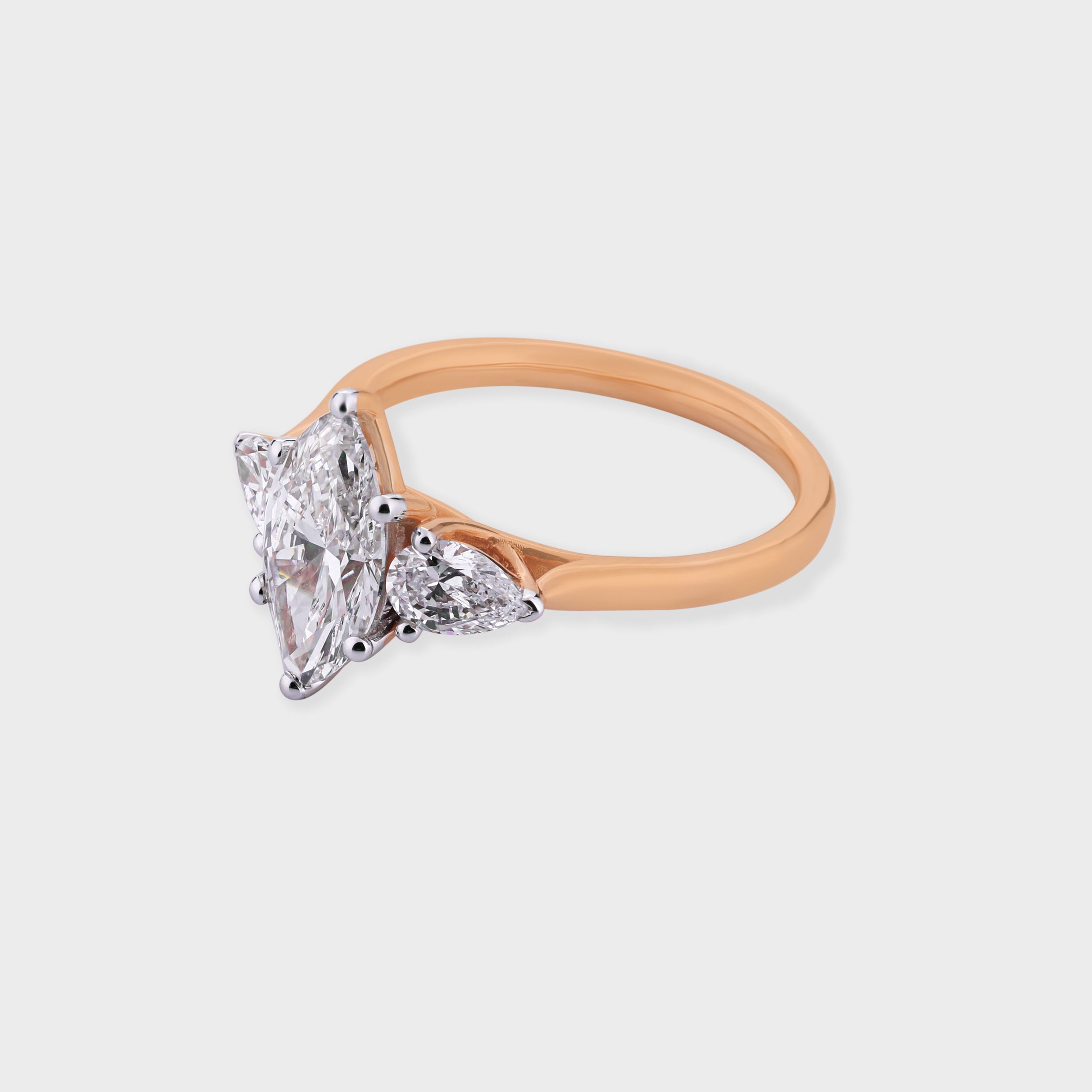 Marquise Cut 1.52 Carat & Pear Cut 0.51 Carat Elegant Lab Grown Diamond Ring | SKU: 0019052649