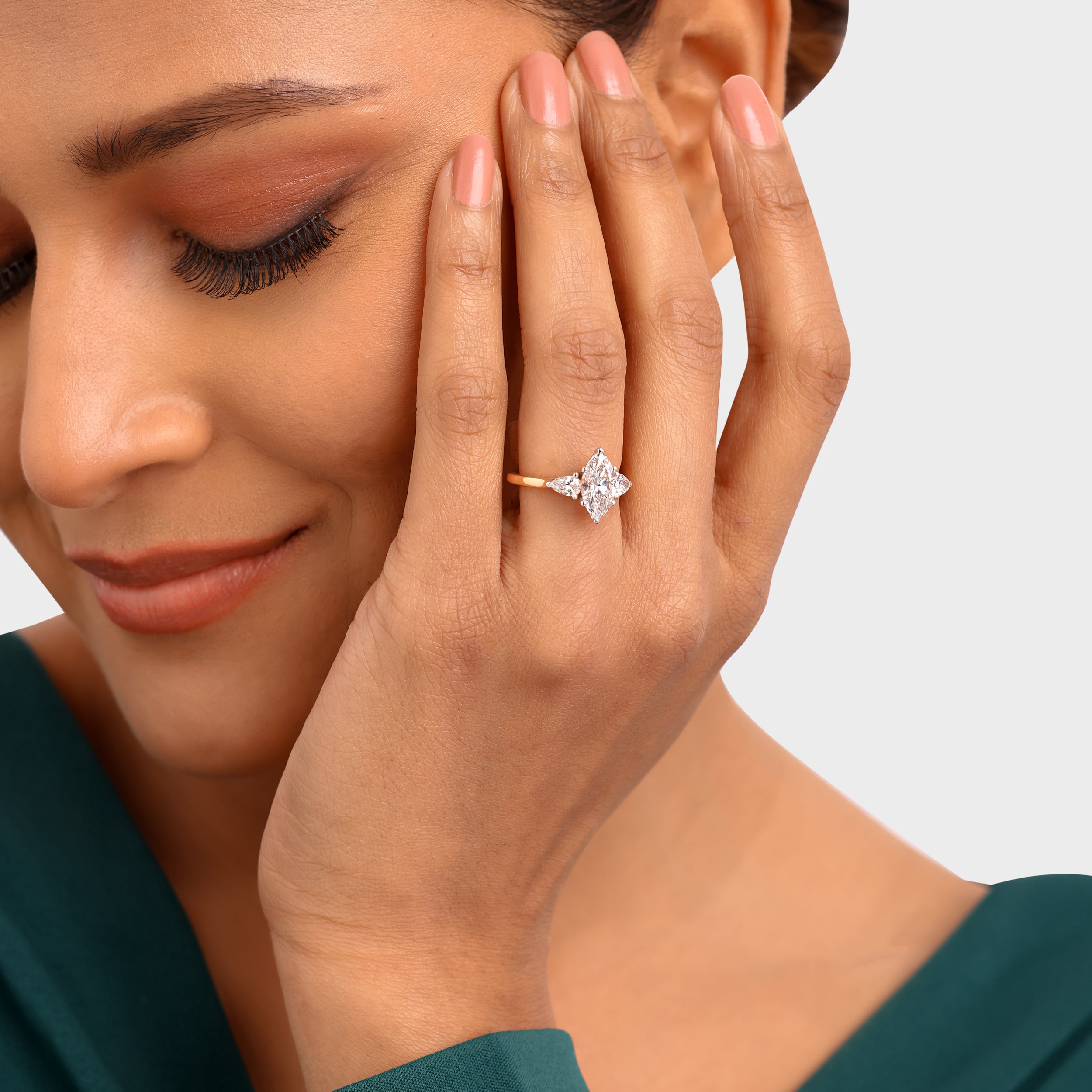 Marquise Cut 1.52 Carat & Pear Cut 0.51 Carat Elegant Lab Grown Diamond Ring | SKU: 0019052649