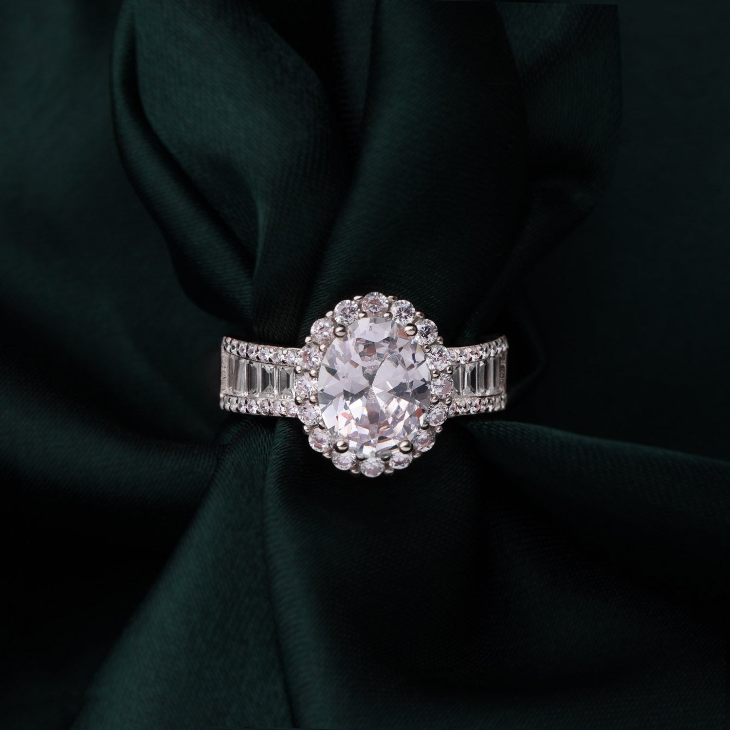 Sterling Silver Ring with Floral Halo | SKU: 0002931456, 0002931142, 0002931357, 0002931227 - crash.club by CKC